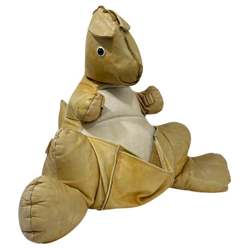 1960s Magazine Rack Leather Kangaroo Animal Figure For Sale at 1stDibs