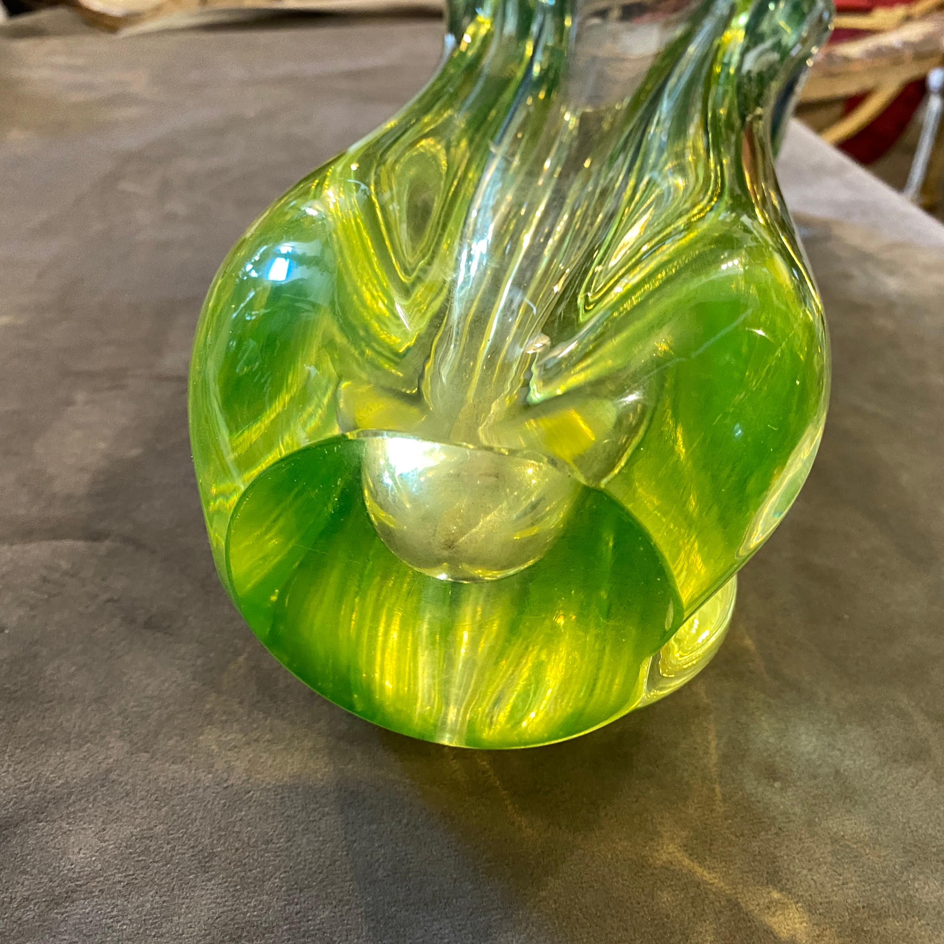 1960s Mid-Century Modern Green Murano Glass Vase 4