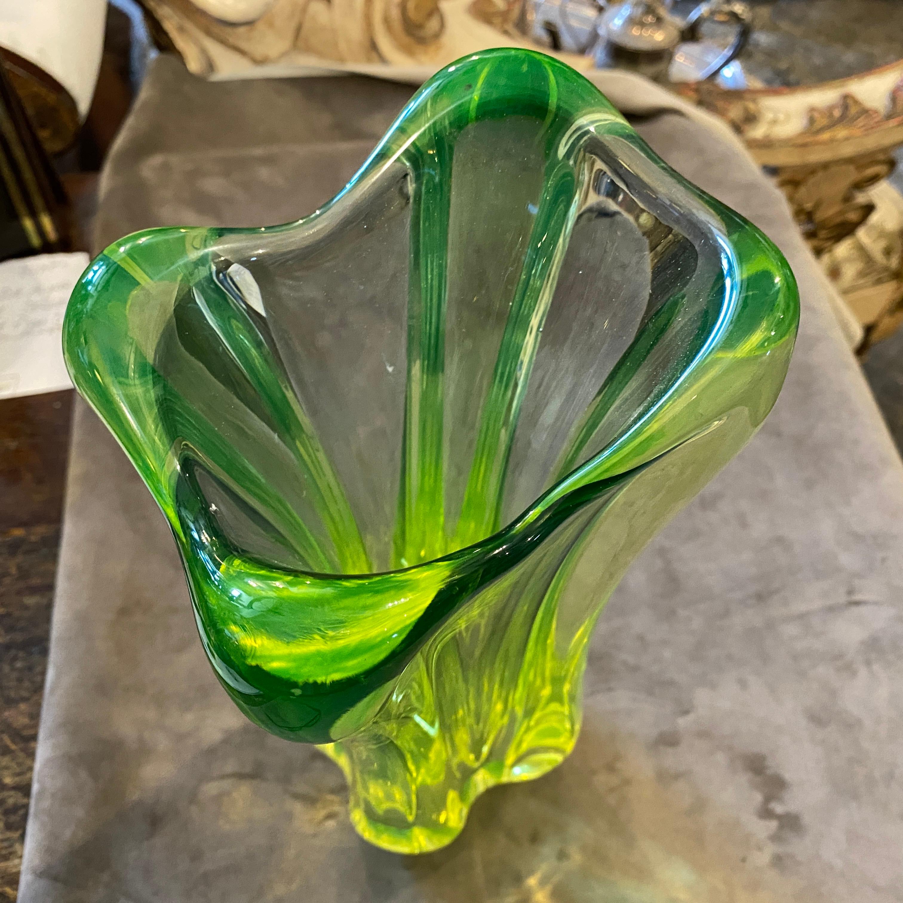 1960s Mid-Century Modern Green Murano Glass Vase 1