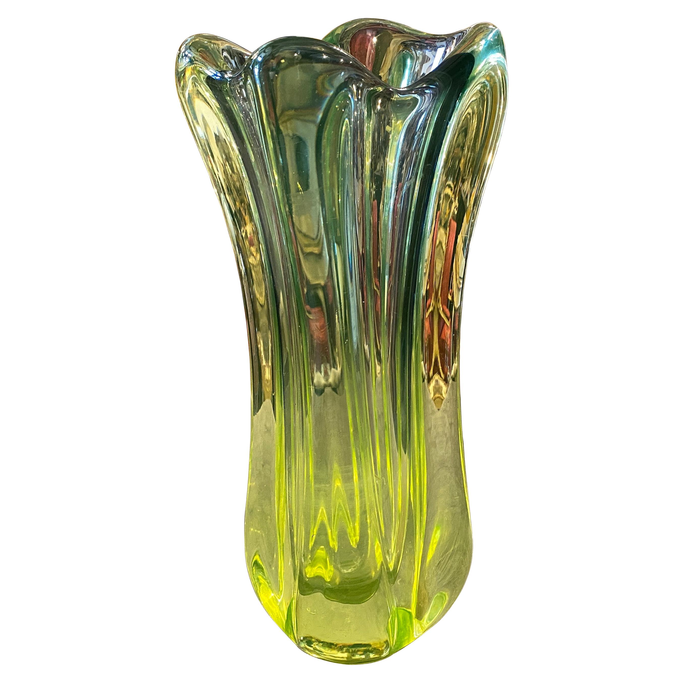 1960s Mid-Century Modern Green Murano Glass Vase
