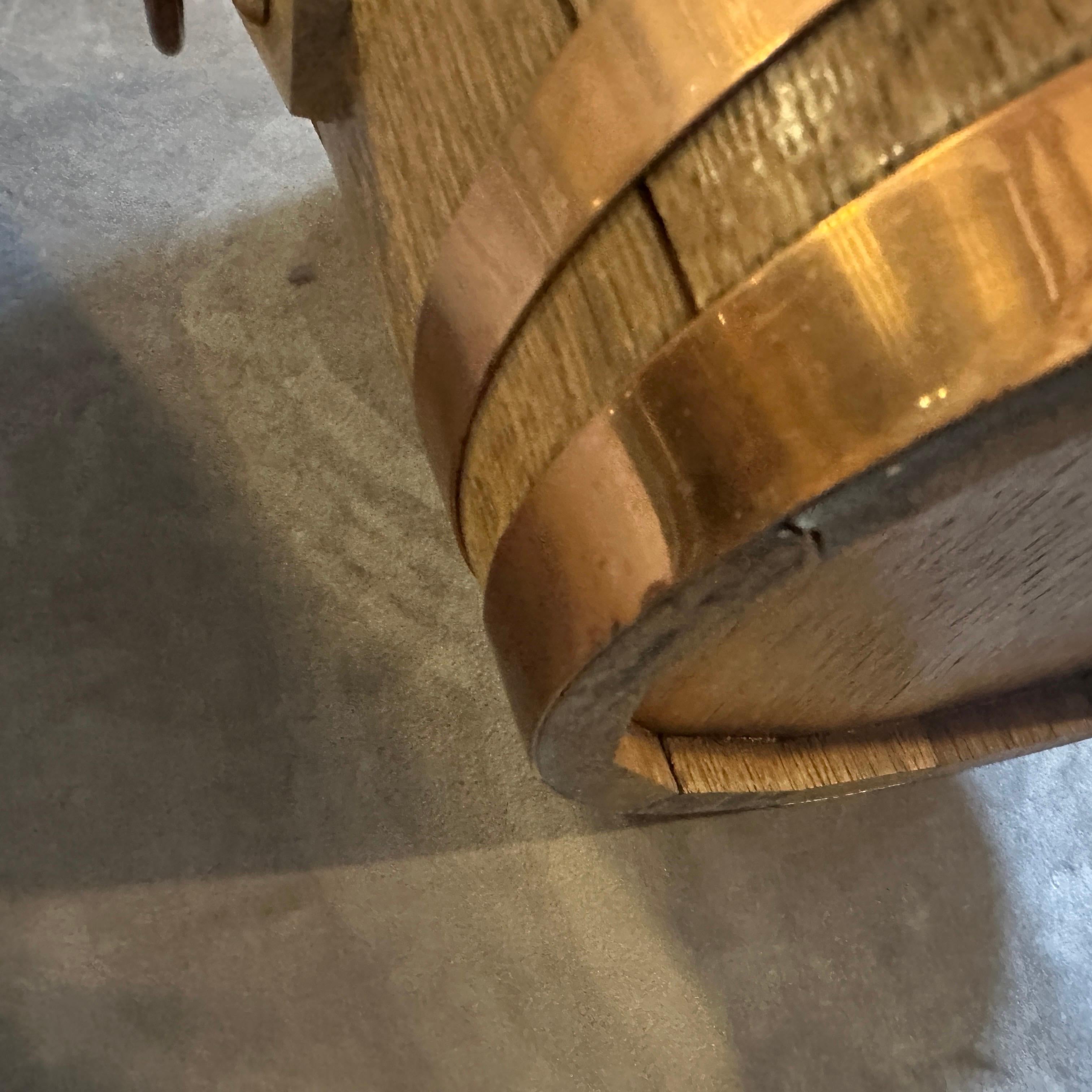 A 1960s Mid-Century Modern Oak and Copper French Wine Cooler For Sale 5
