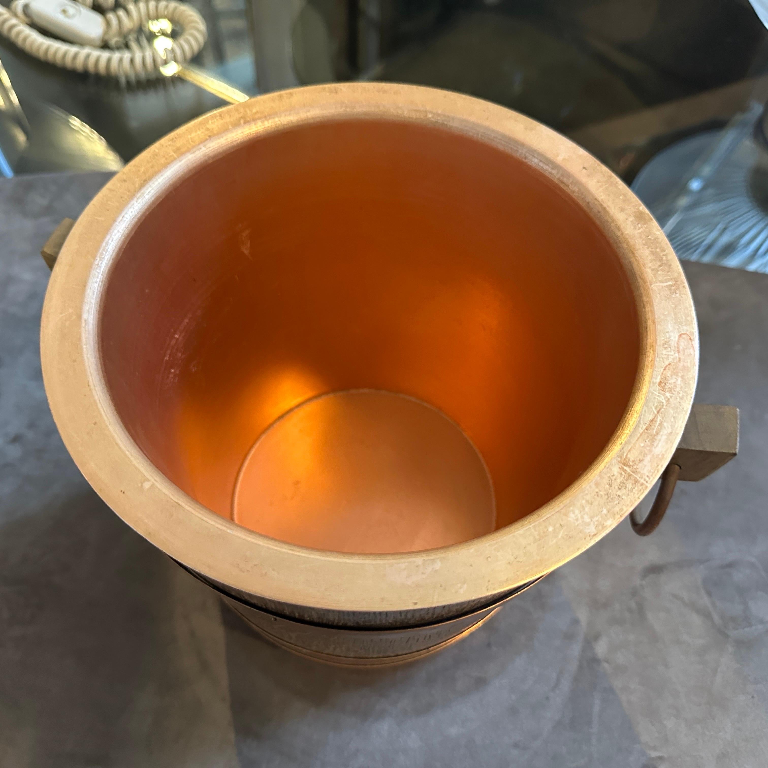 A 1960s Mid-Century Modern Oak and Copper French Wine Cooler For Sale 6