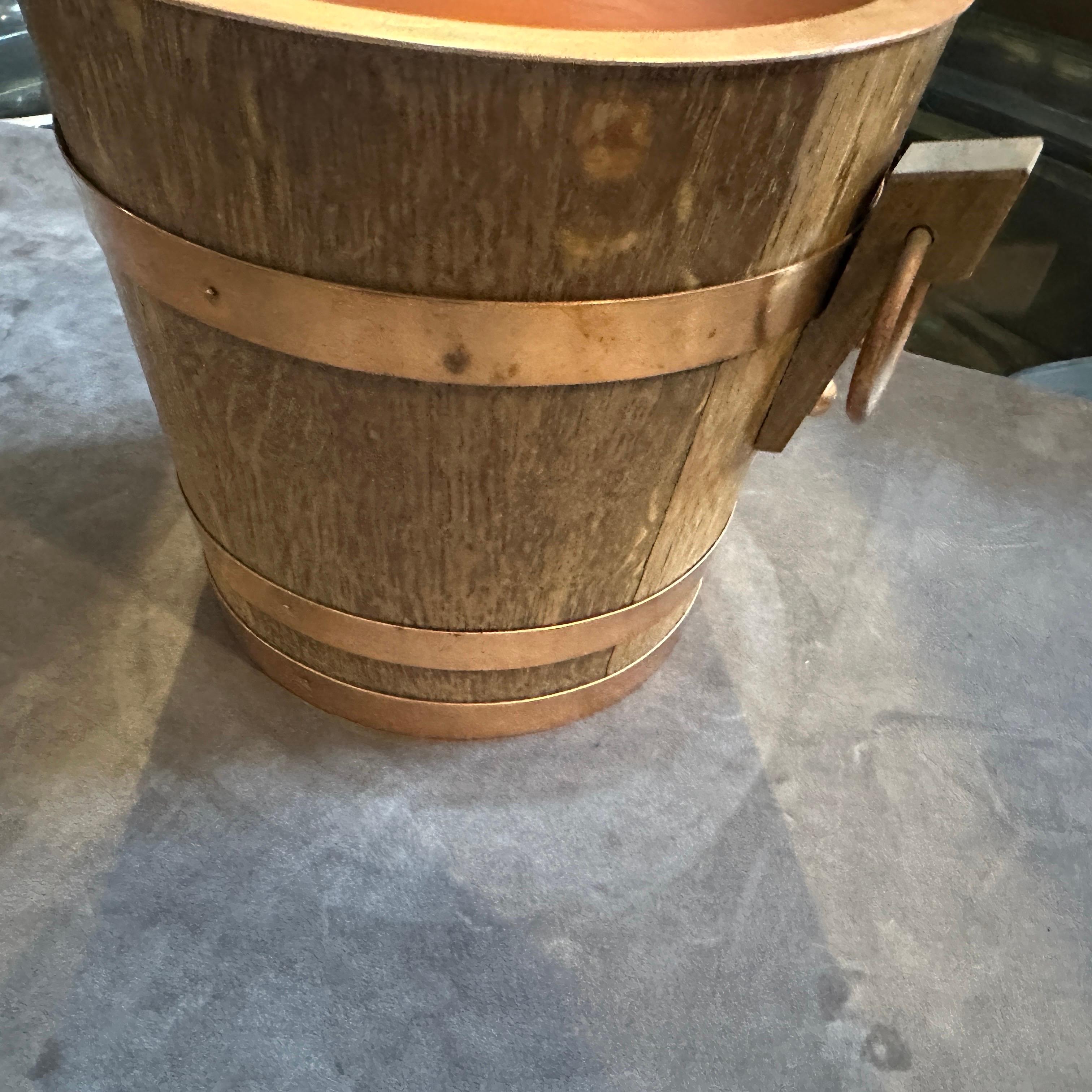 A 1960s Mid-Century Modern Oak and Copper French Wine Cooler For Sale 9