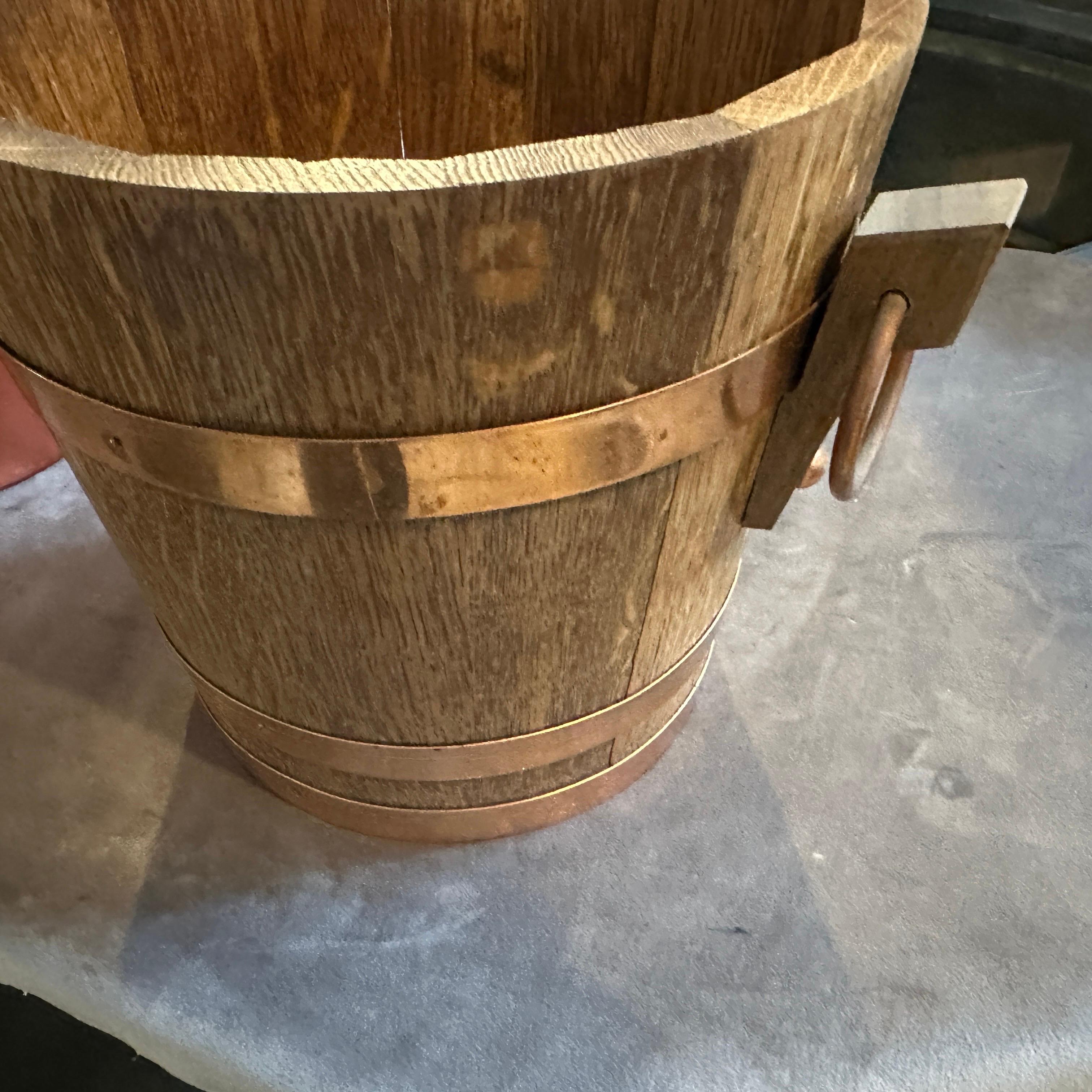 Hand-Crafted A 1960s Mid-Century Modern Oak and Copper French Wine Cooler For Sale