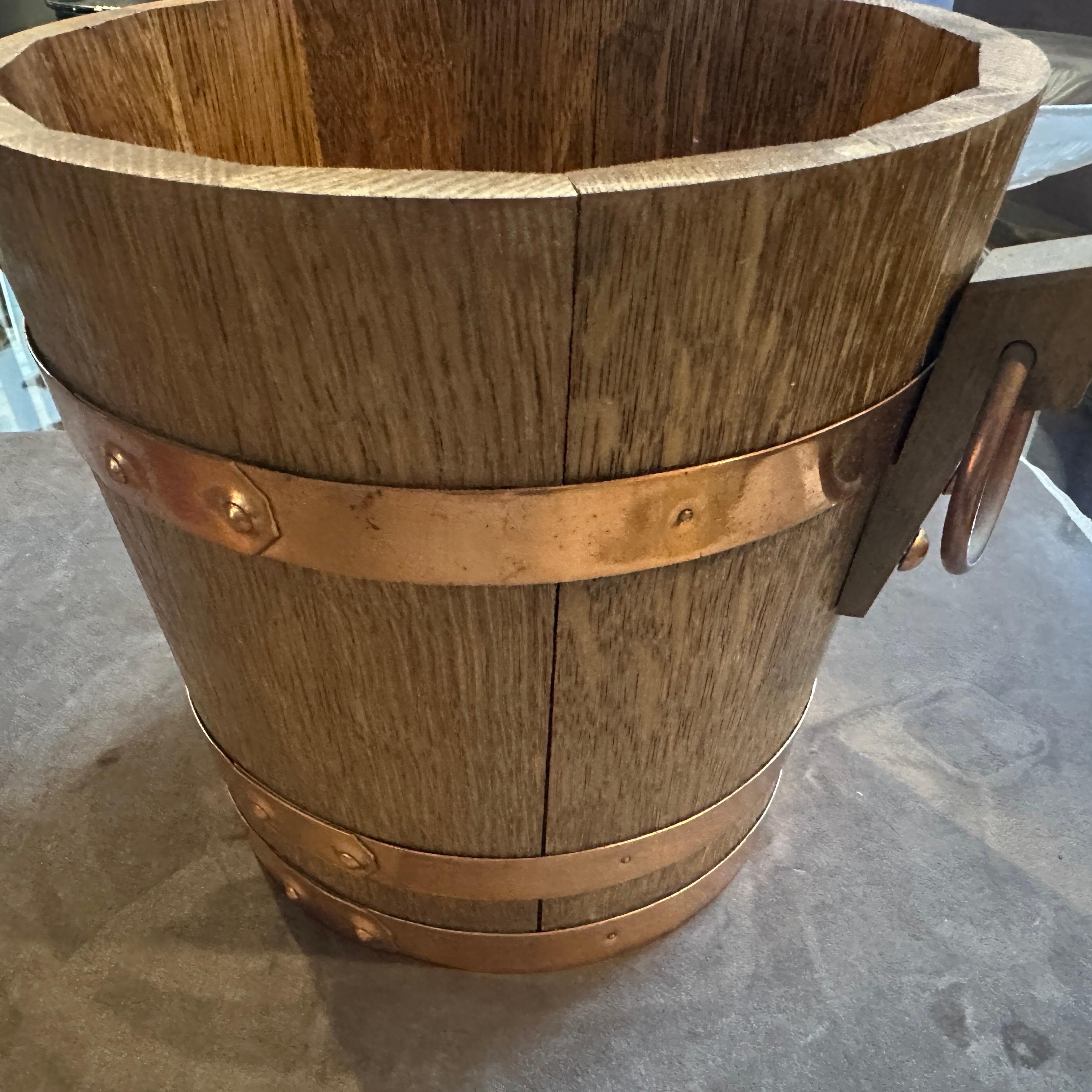 A 1960s Mid-Century Modern Oak and Copper French Wine Cooler In Excellent Condition For Sale In Aci Castello, IT