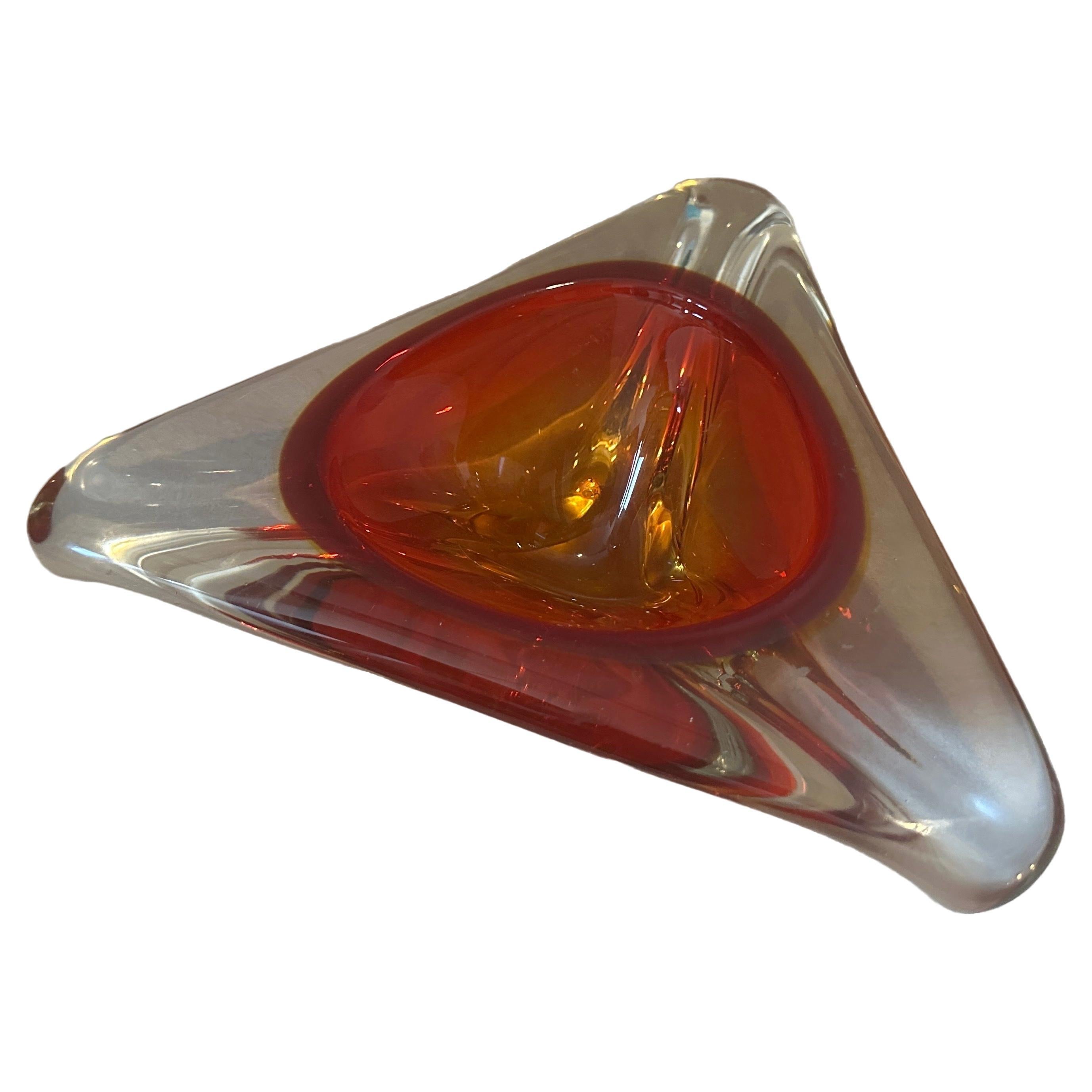 A perfect condition red and orange sommerso murano glass hand-crafted in Venice by Seguso, Murano glass, renowned for its quality and artistry. The 