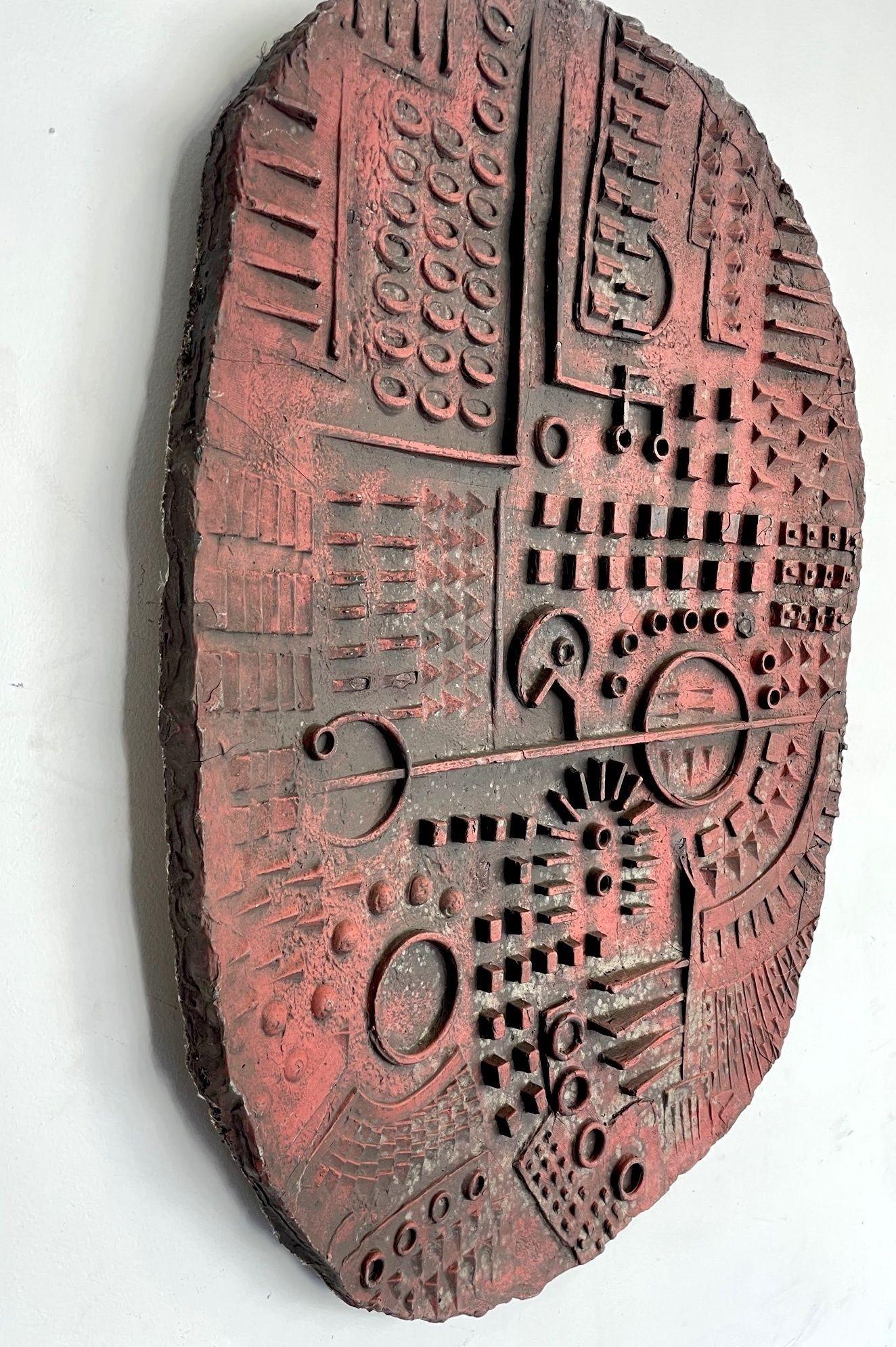 A orignal1960s resin bonded Aztec style wall relief sculpture, by English artist Ron Hitchins
 
Provenance: Orignally exhibited at John Whibley Gallery, 60 George Street, W1, London in 1966 - see attacehd newspaper coverage from the time. 
The