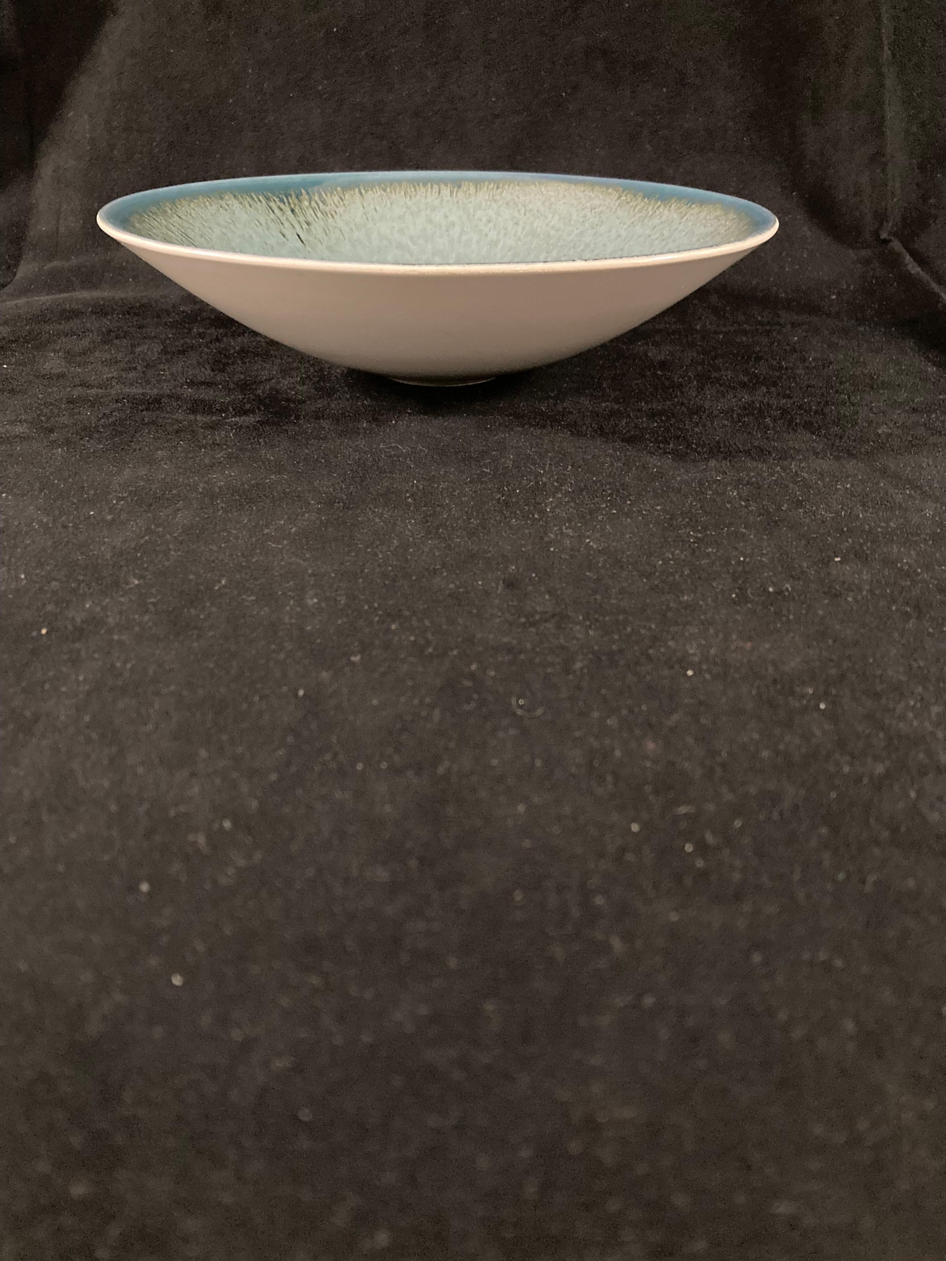 Mid-Century Modern A 1960s Poole Pottery bowl with abstract copper vertigris design For Sale