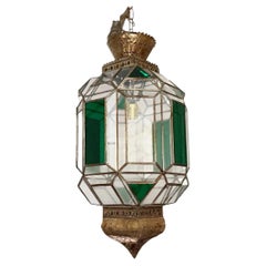 A 1960's Spanish Green & Clear Glass Lantern