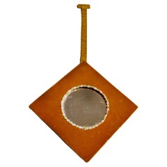 A 1960s Square Mirror in Golden Velvet with Floral Trim – French Design