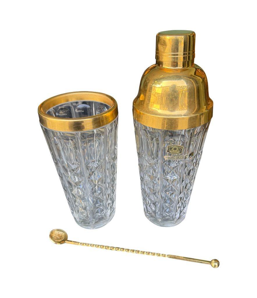Ein 1960er Val Saint Lambert-Cocktailshaker-Set aus Kristall und vergoldetem und vergoldetem Kristall mit Krug im Angebot 4
