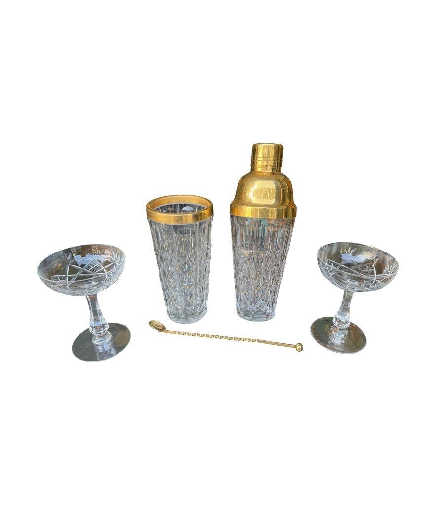 Ein 1960er Val Saint Lambert-Cocktailshaker-Set aus Kristall und vergoldetem und vergoldetem Kristall mit Krug im Angebot 5