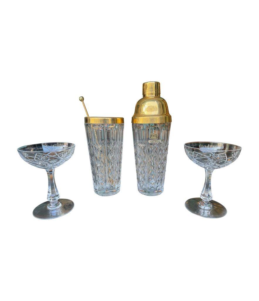 Ein 1960er Val Saint Lambert-Cocktailshaker-Set aus Kristall und vergoldetem und vergoldetem Kristall mit Krug im Angebot 9