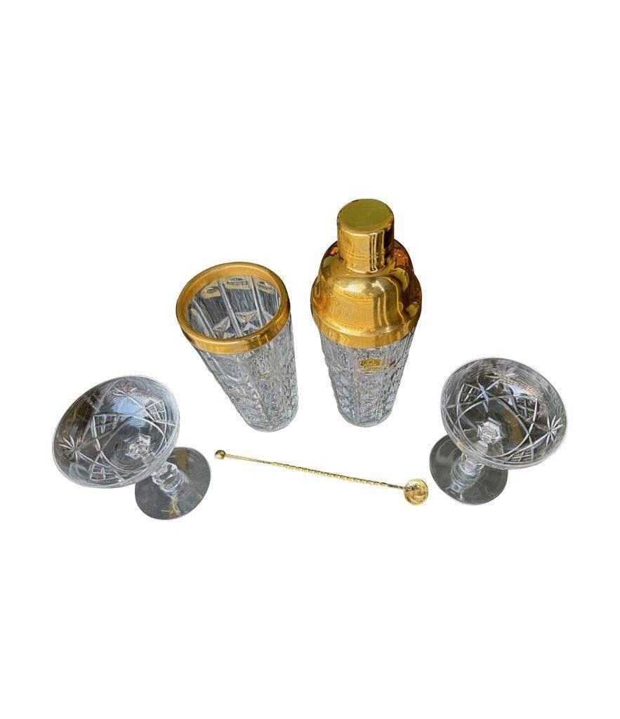 Ein 1960er Val Saint Lambert-Cocktailshaker-Set aus Kristall und vergoldetem und vergoldetem Kristall mit Krug im Angebot 10