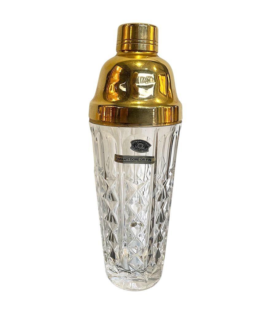 Ein 1960er Val Saint Lambert-Cocktailshaker-Set aus Kristall und vergoldetem und vergoldetem Kristall mit Krug (Italienisch) im Angebot