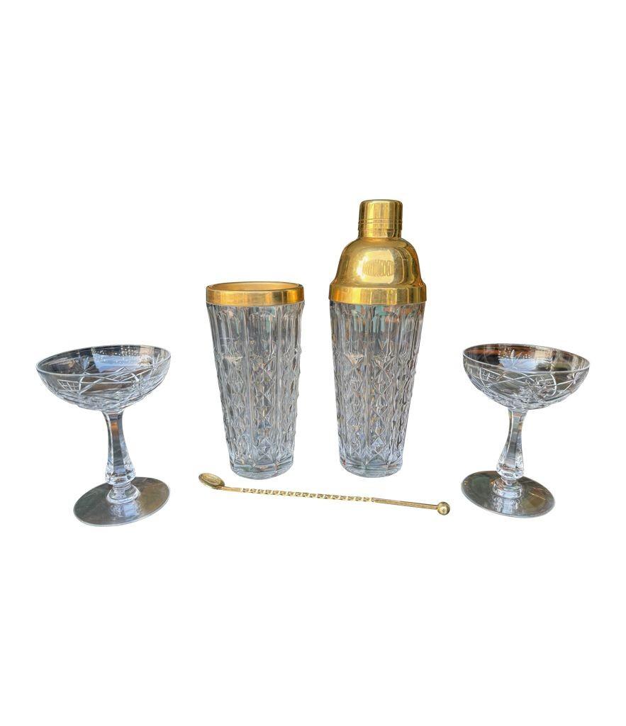 Ein 1960er Val Saint Lambert-Cocktailshaker-Set aus Kristall und vergoldetem und vergoldetem Kristall mit Krug im Angebot 3
