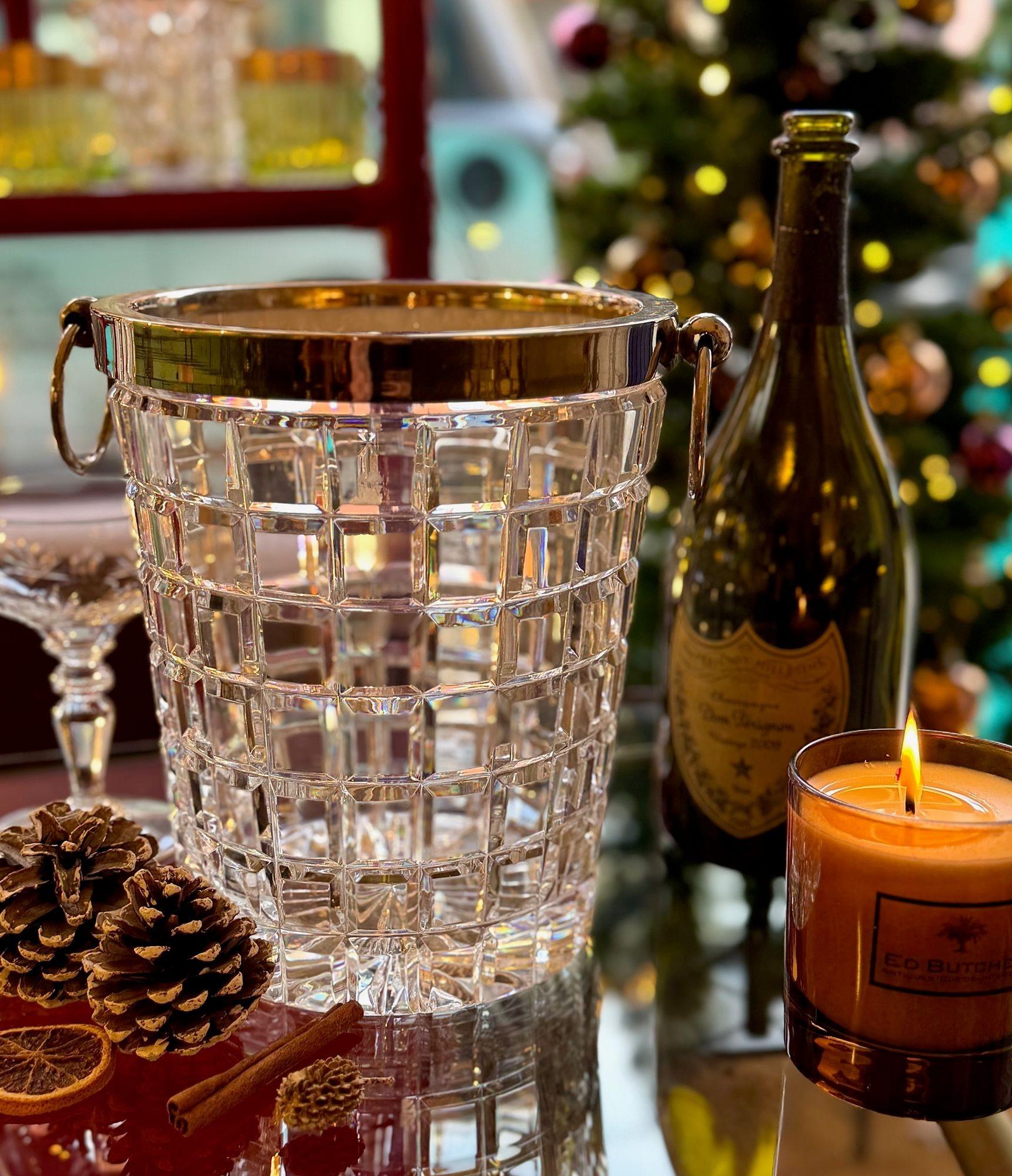 Val Saint Lambert, 1960er Jahre, Kristall und versilberter Champagnerkübel im Angebot 6