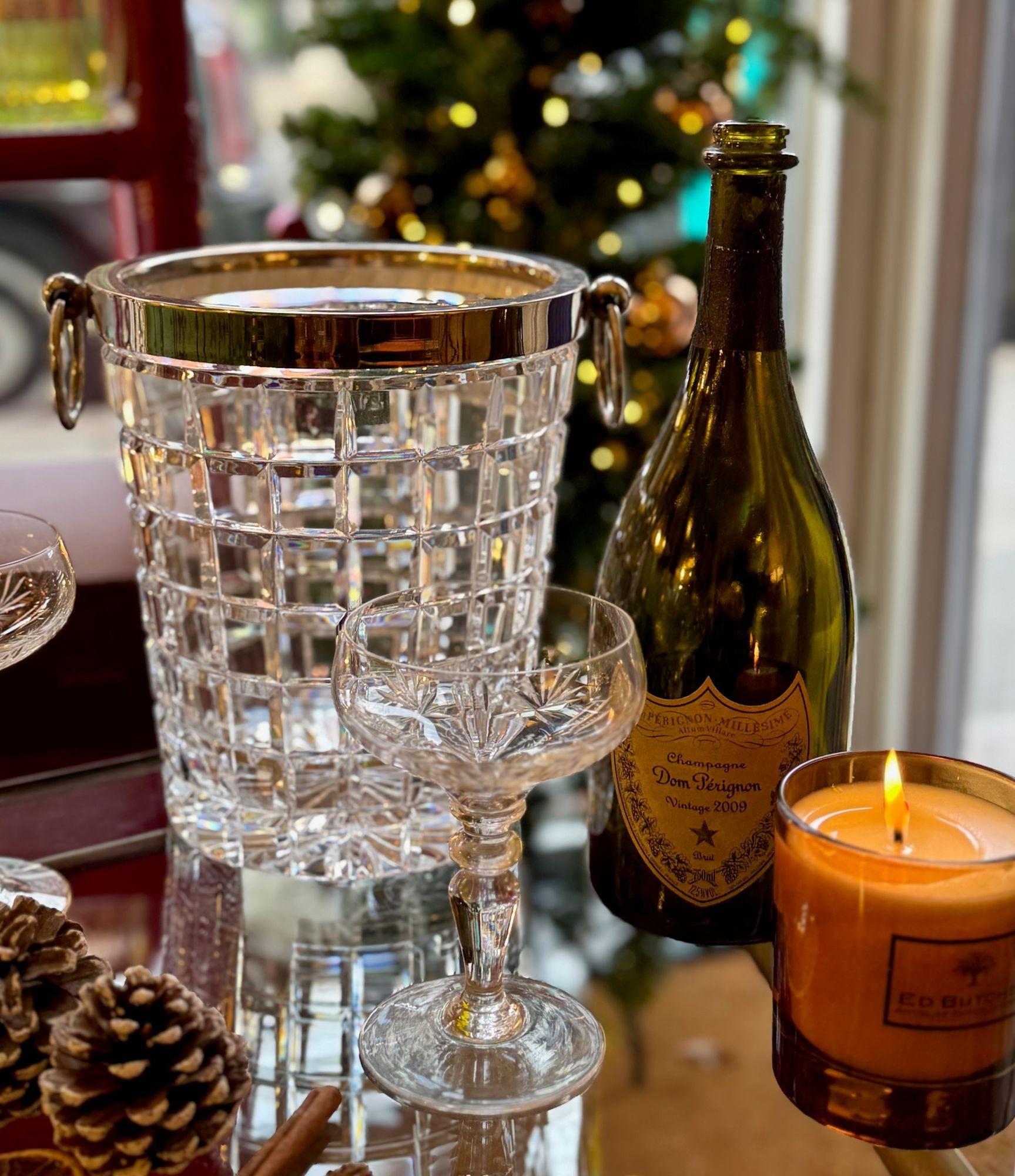 Val Saint Lambert, 1960er Jahre, Kristall und versilberter Champagnerkübel im Angebot 8