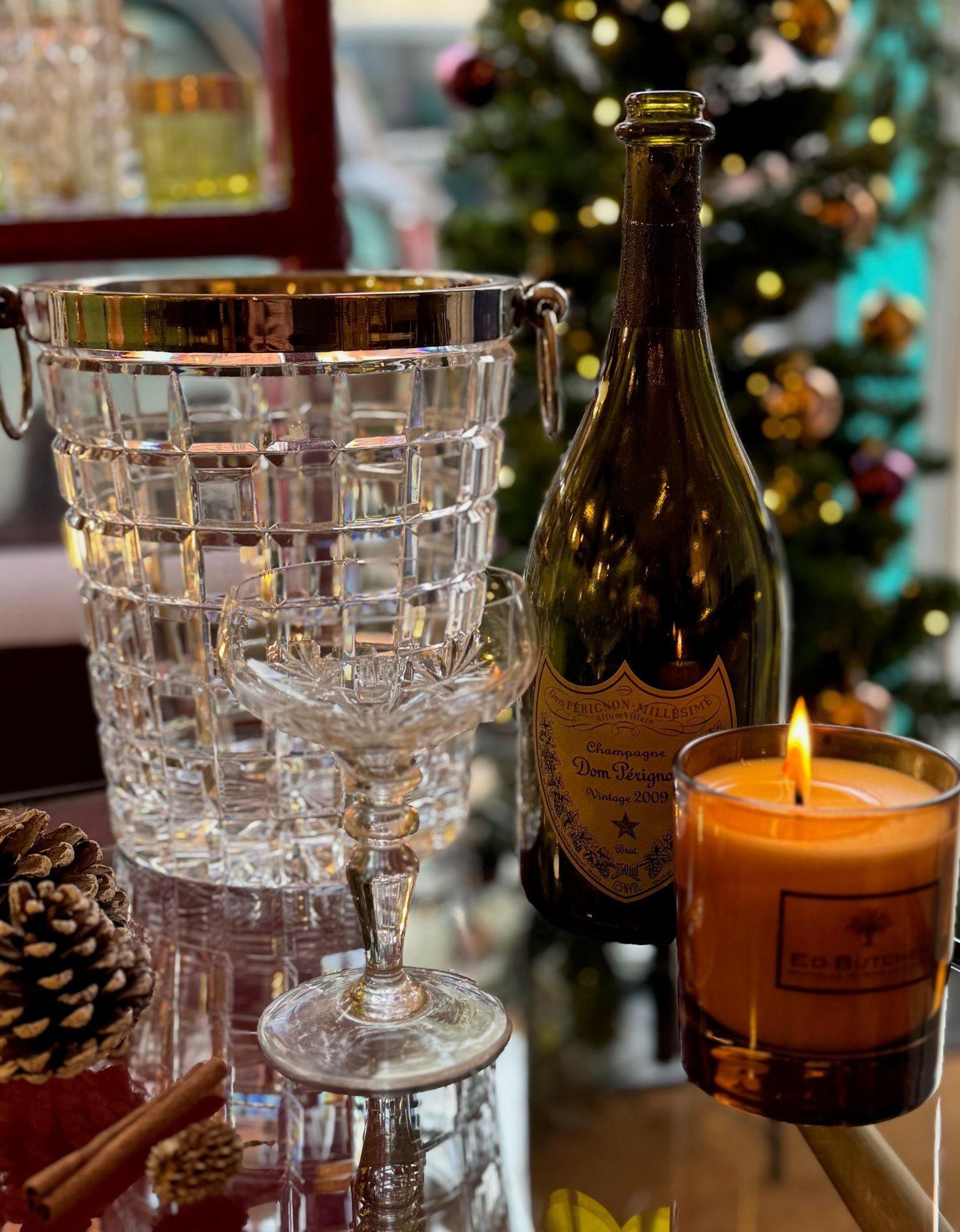 Val Saint Lambert, 1960er Jahre, Kristall und versilberter Champagnerkübel im Angebot 10