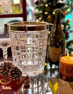 A 1960s Val Saint Lambert crystal and silver plated champagne bucket
