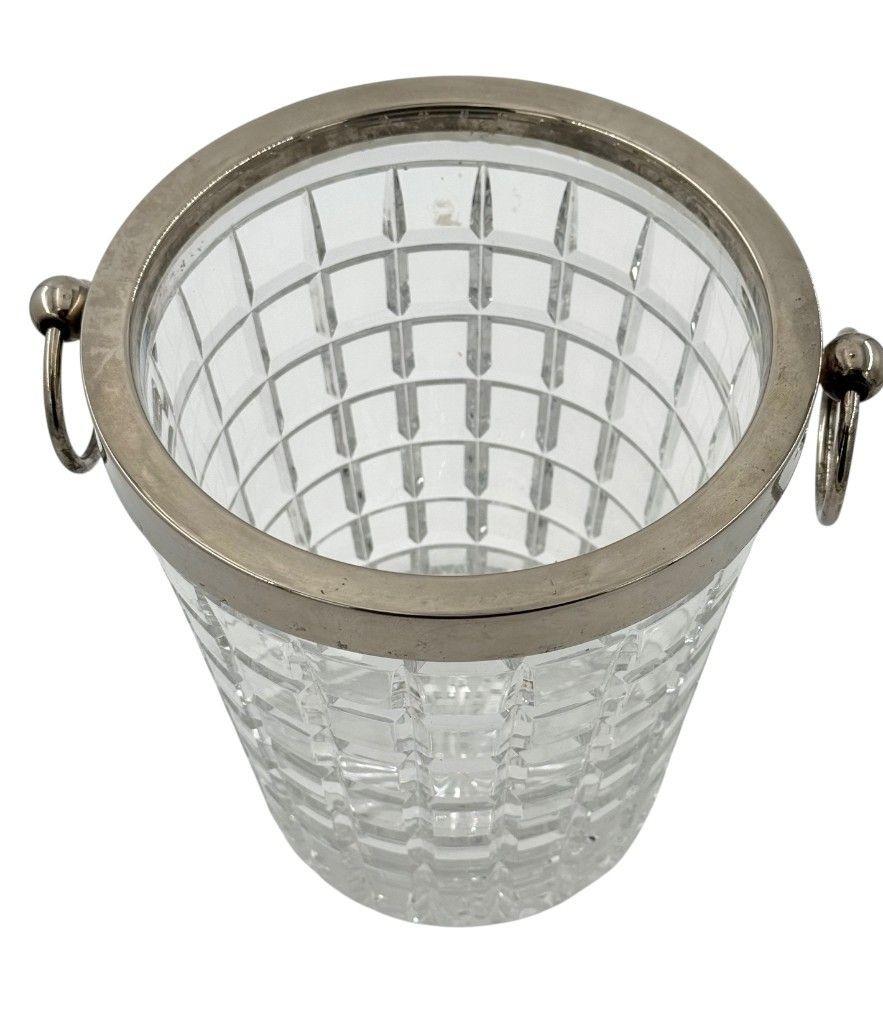 Val Saint Lambert, 1960er Jahre, Kristall und versilberter Champagnerkübel (Mitte des 20. Jahrhunderts) im Angebot