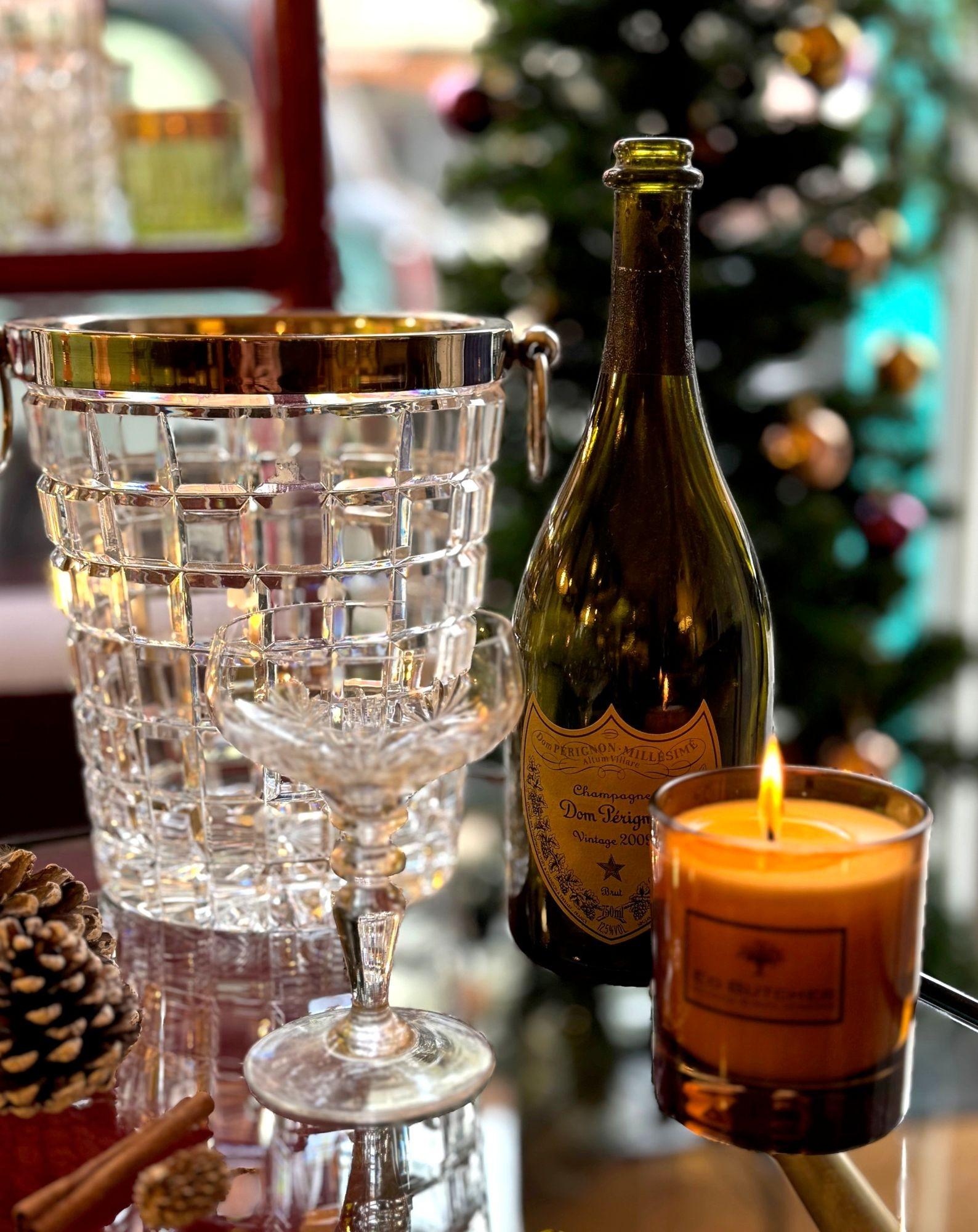 Val Saint Lambert, 1960er Jahre, Kristall und versilberter Champagnerkübel im Angebot 2