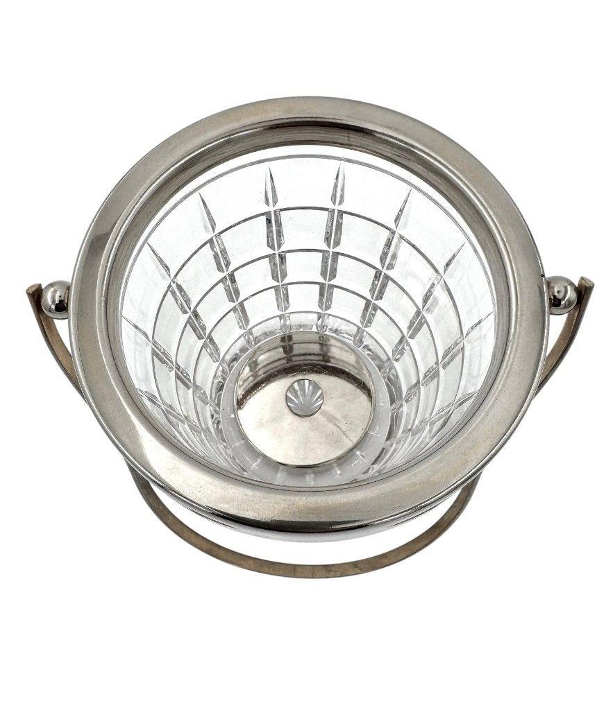 A 1960s Val Saint lambert crystal and silver plated ice bucket im Angebot 4