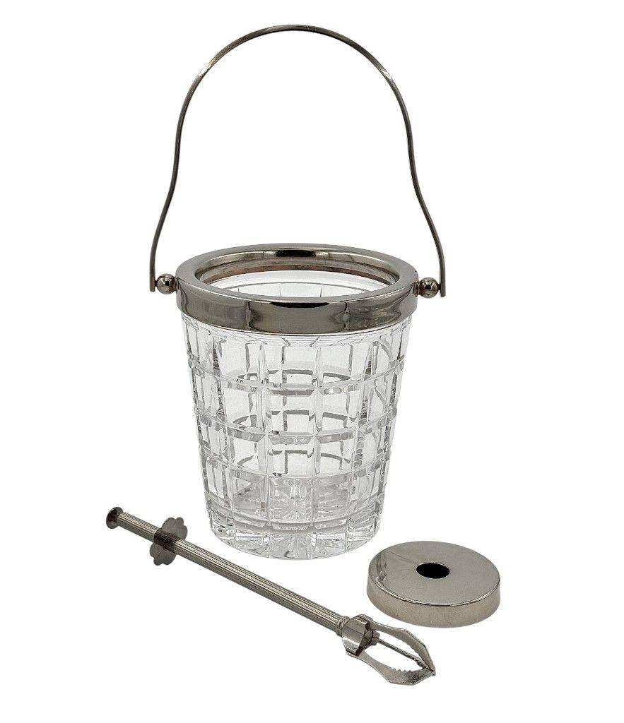 A 1960s Val Saint lambert crystal and silver plated ice bucket im Angebot 6
