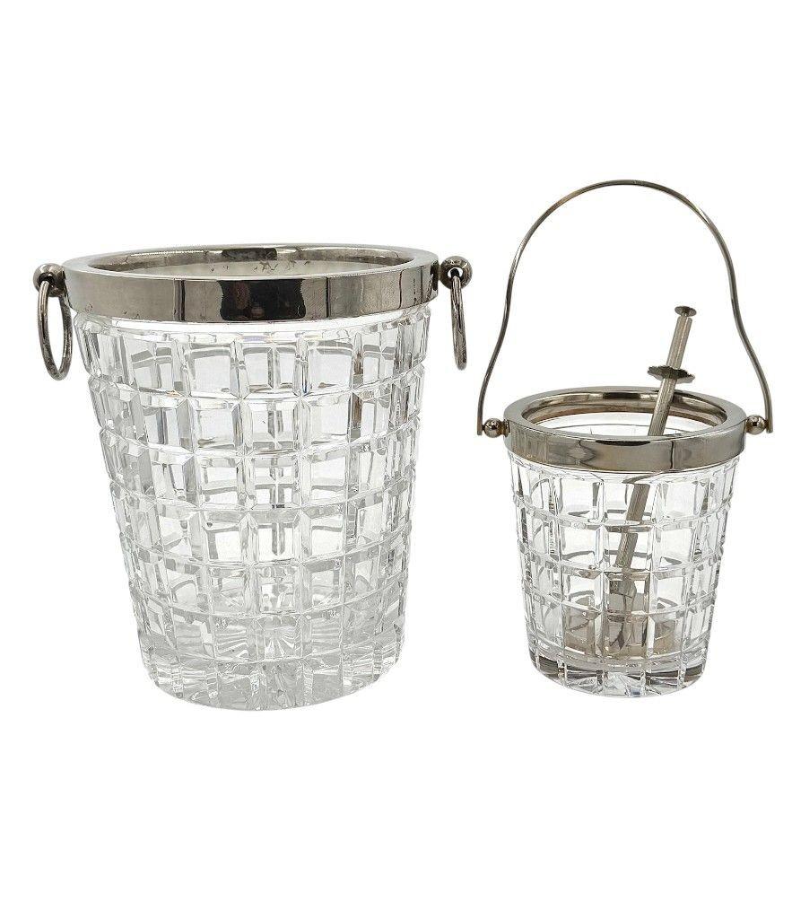 A 1960s Val Saint lambert crystal and silver plated ice bucket im Angebot 8