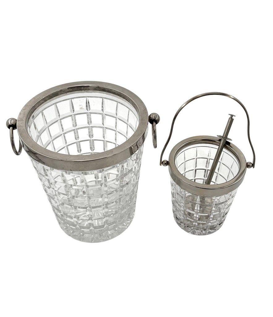 A 1960s Val Saint lambert crystal and silver plated ice bucket im Angebot 9