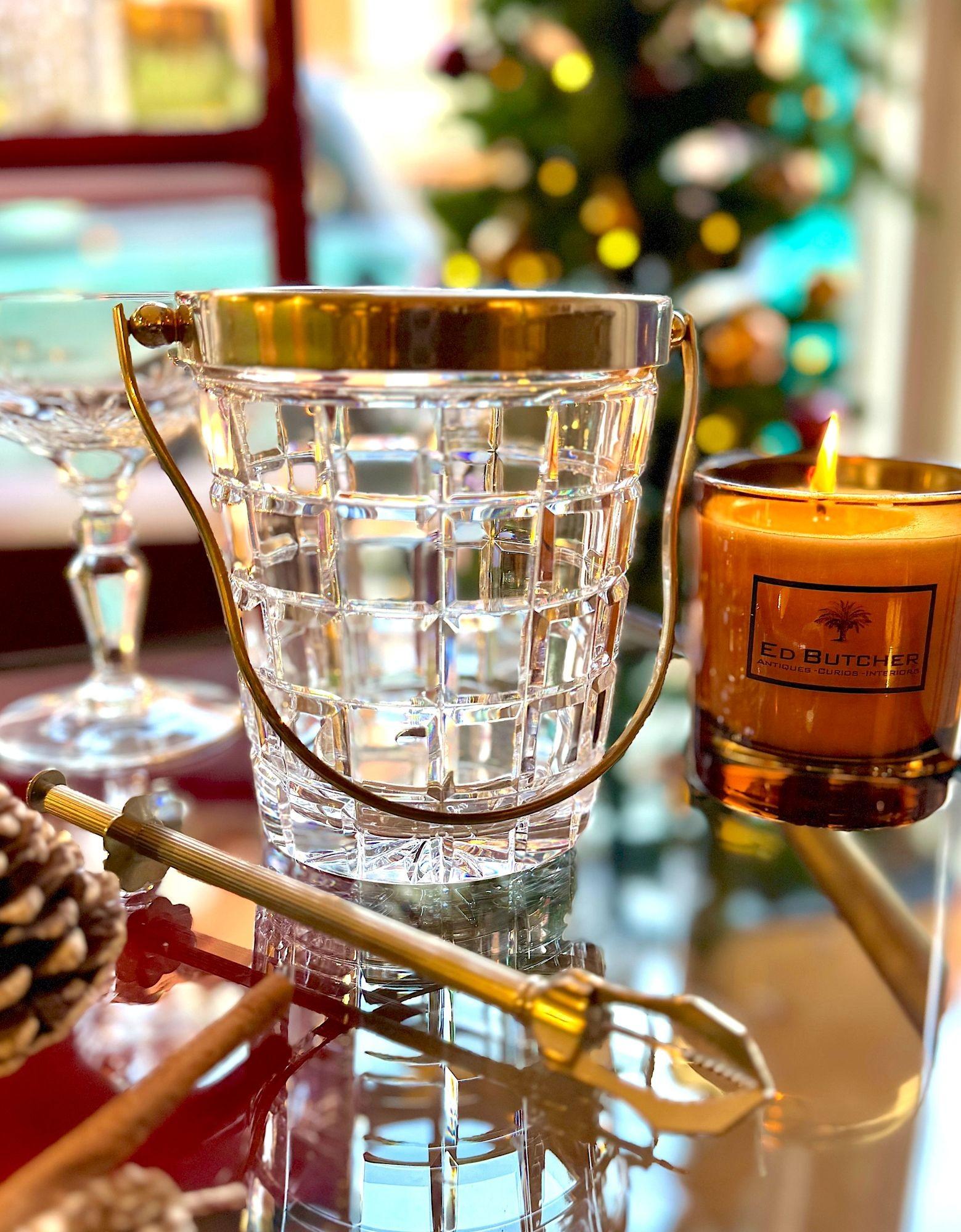 A 1960s Val Saint lambert crystal and silver plated ice bucket im Zustand „Gut“ im Angebot in London, GB