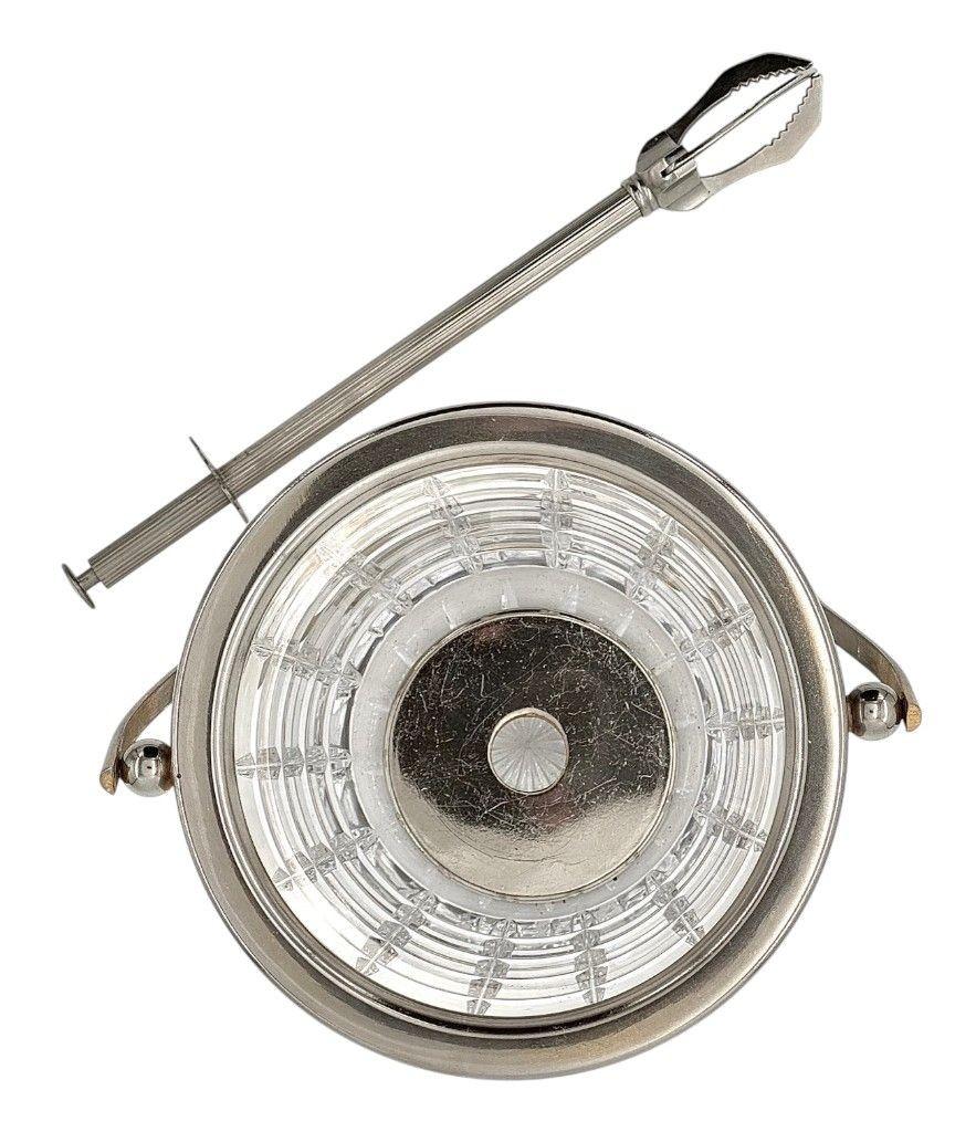 A 1960s Val Saint lambert crystal and silver plated ice bucket (Mitte des 20. Jahrhunderts) im Angebot