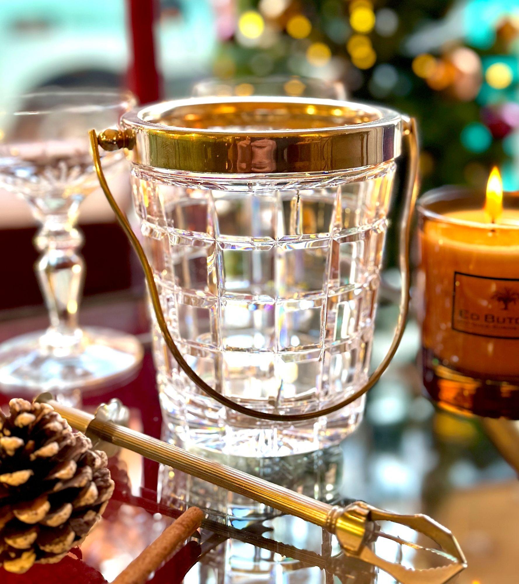 A 1960s Val Saint lambert crystal and silver plated ice bucket (Versilberung) im Angebot