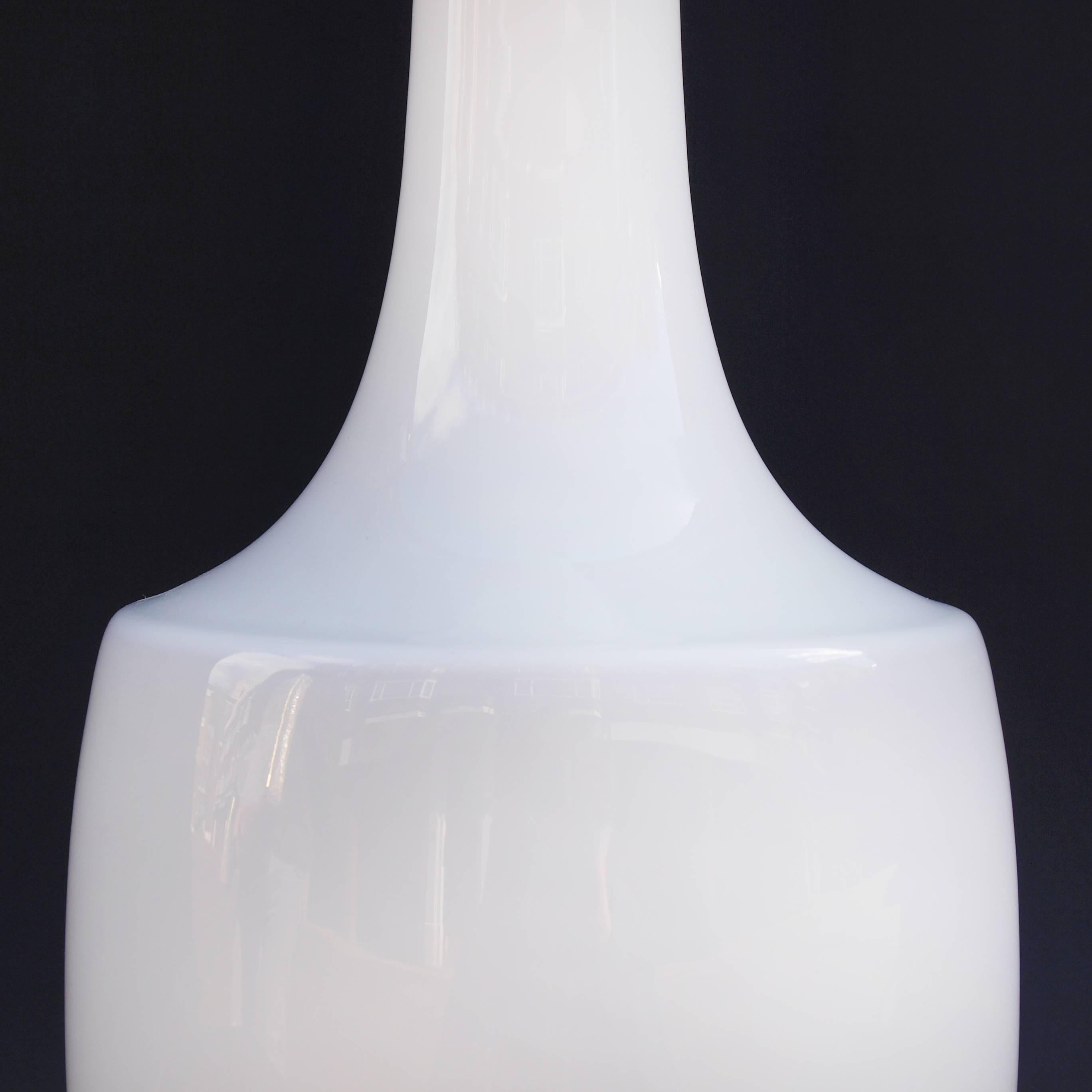 1960s Danish White Opaline Glass Lamp by Holm Sorensen For Sale 1