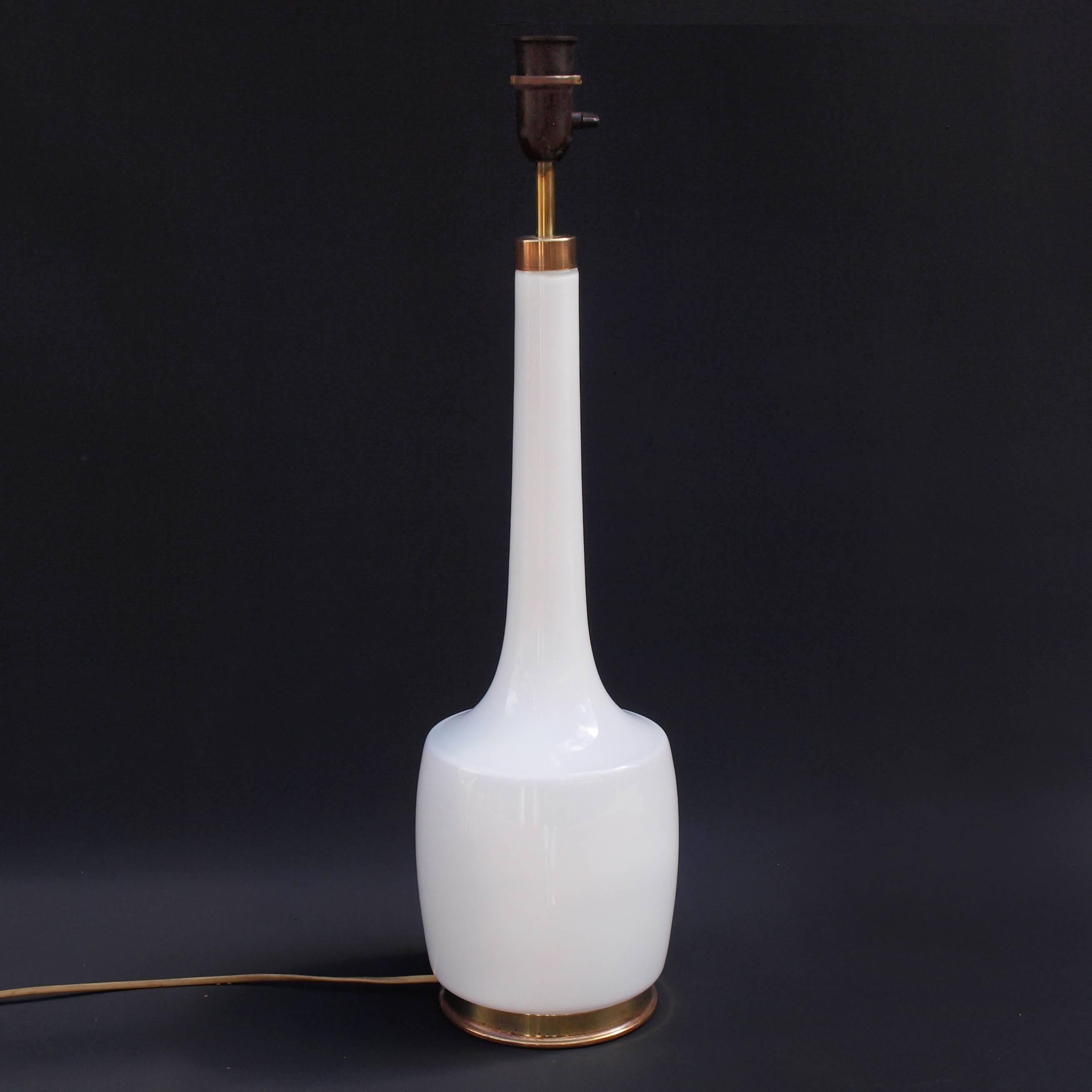 1960s Danish White Opaline Glass Lamp by Holm Sorensen For Sale 3
