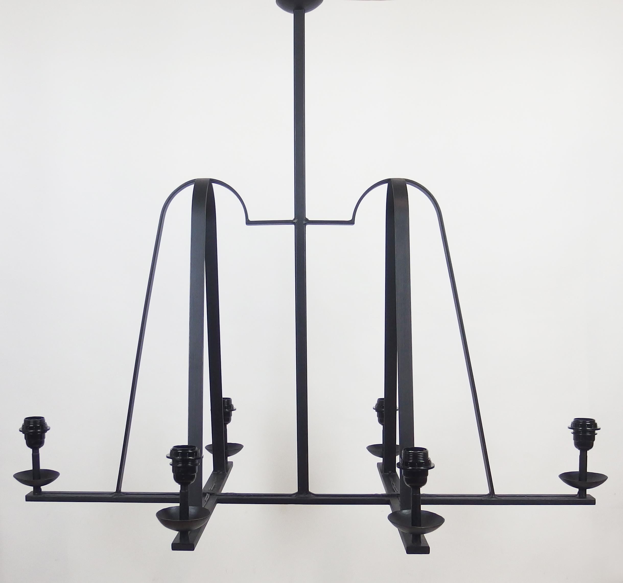 1960s Wrought Iron Chandelier For Sale 6
