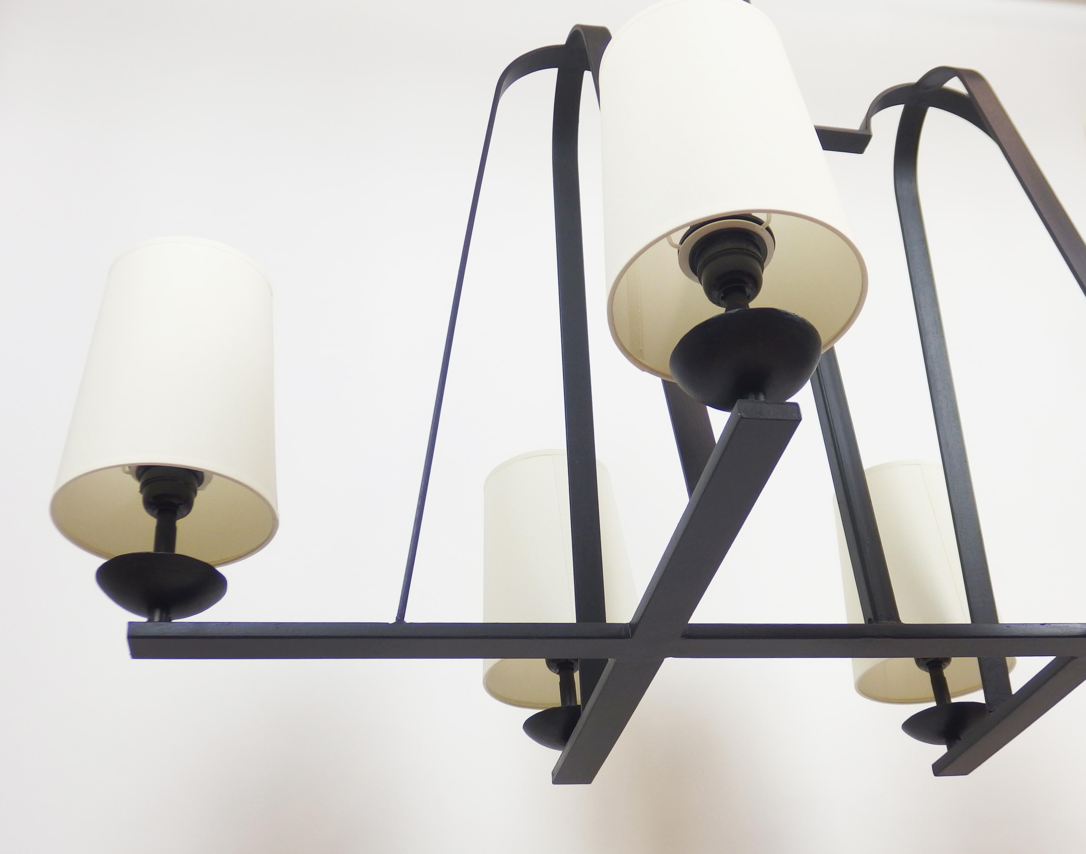 Mid-Century Modern 1960s Wrought Iron Chandelier For Sale