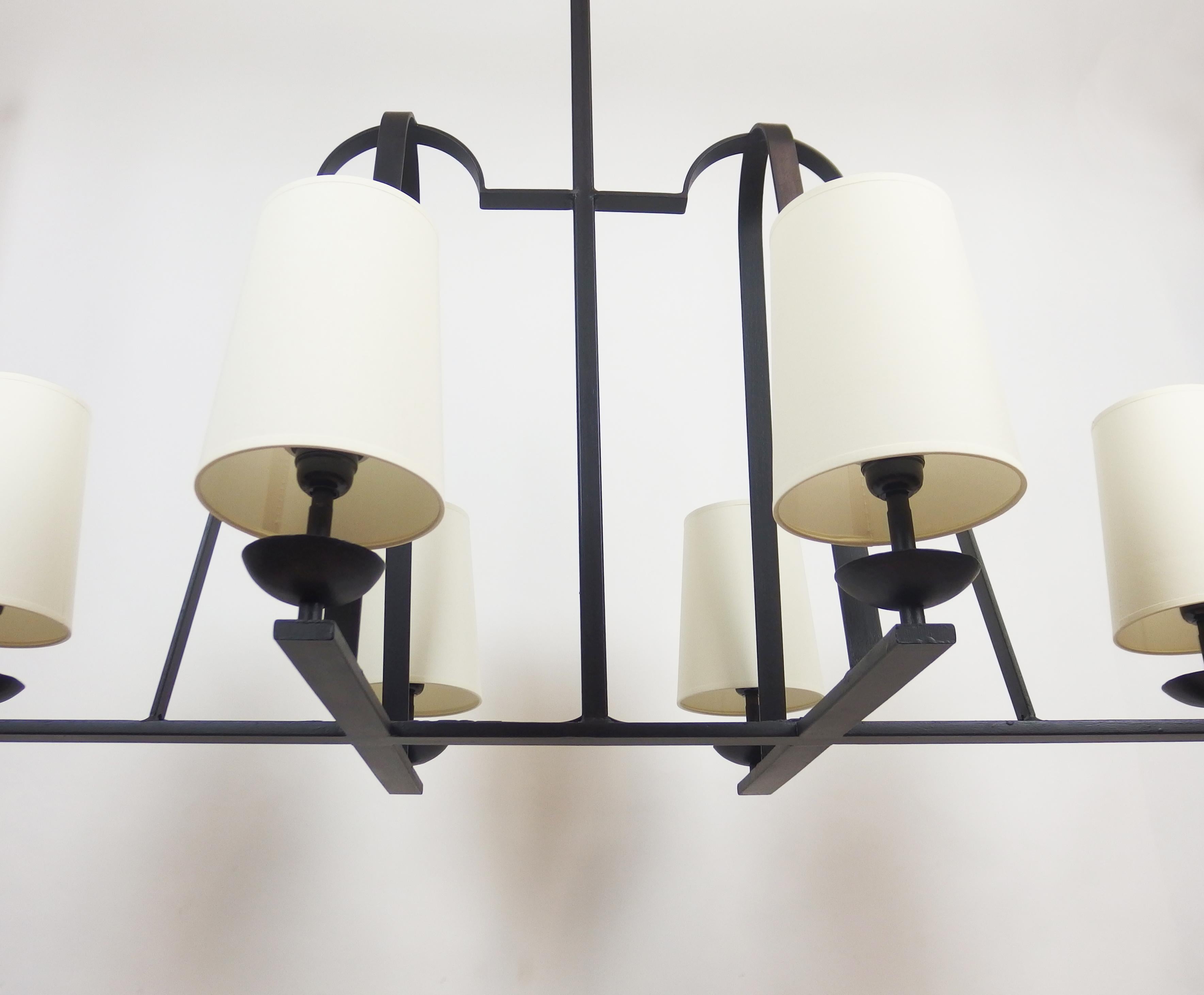 French 1960s Wrought Iron Chandelier For Sale