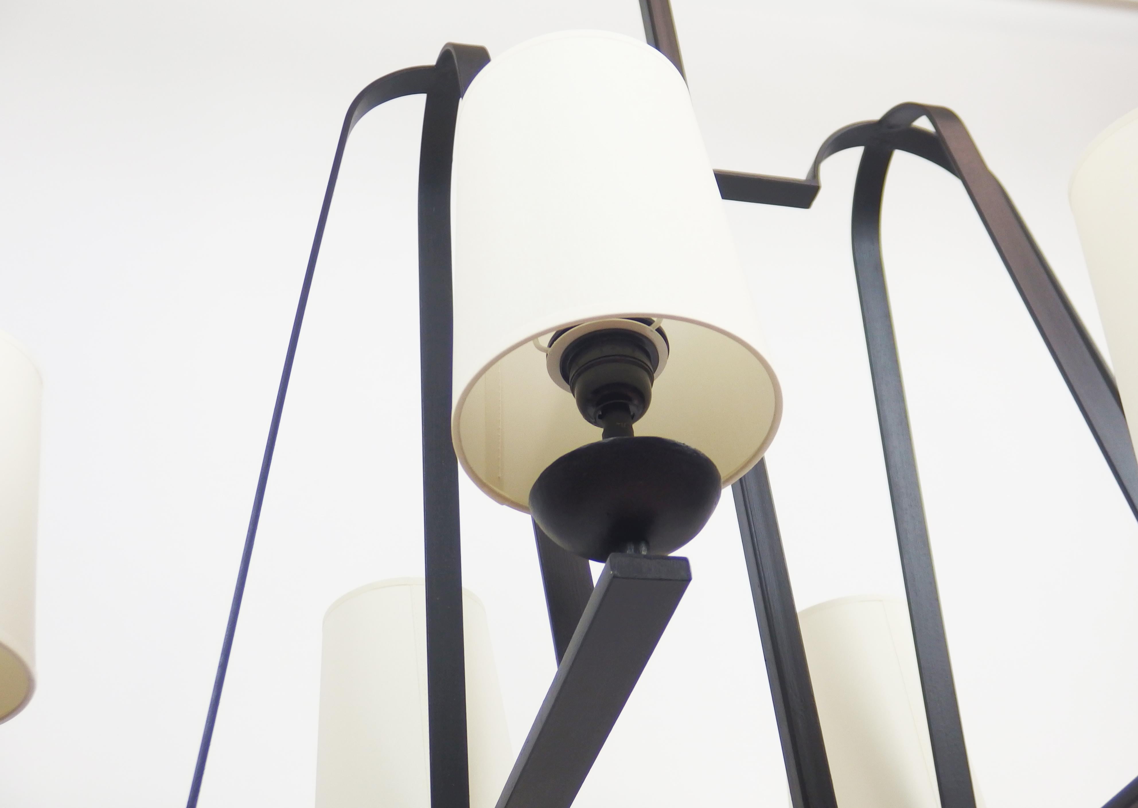Enameled 1960s Wrought Iron Chandelier For Sale