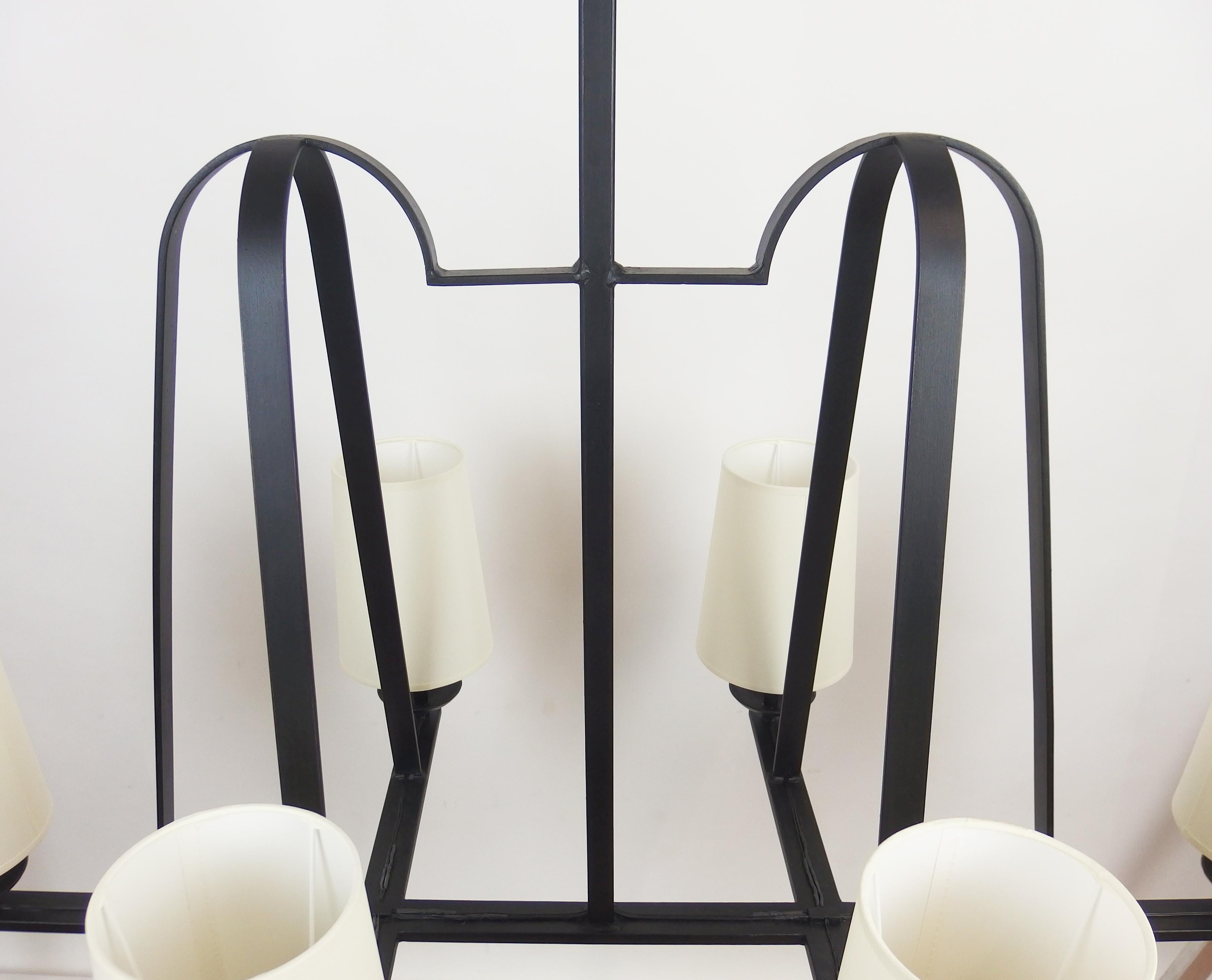 Mid-20th Century 1960s Wrought Iron Chandelier For Sale
