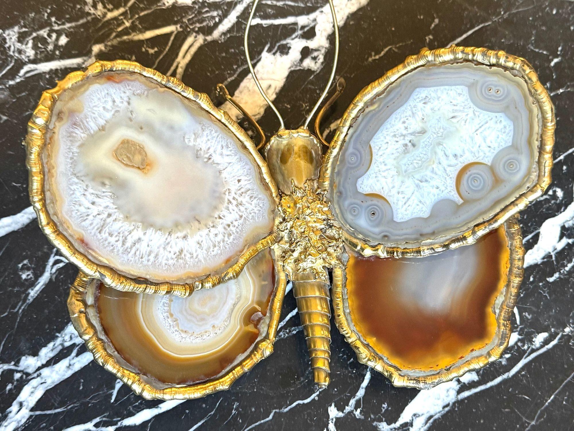Aplique mariposa de ágata y latón de los años 70, de Isabelle Faure en venta 3