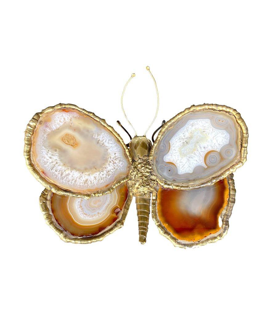 Aplique mariposa de ágata y latón de los años 70, de Isabelle Faure en venta 4