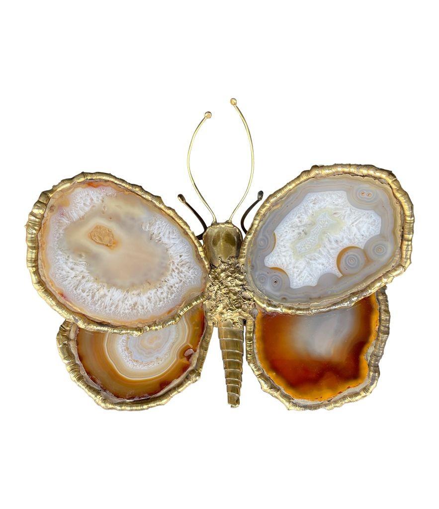 Aplique mariposa de ágata y latón de los años 70, de Isabelle Faure en venta 1