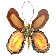 A 1970s Agate and brass butterfly wall light by Isabelle Faure