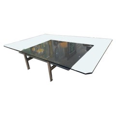 Un tavolino da caffè in pelle nera impunturata degli anni '70 "Diesis" di B&B Italia