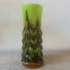 A 1970s Carlo Moretti Space Age Green, Brown and Black Opaline Vase