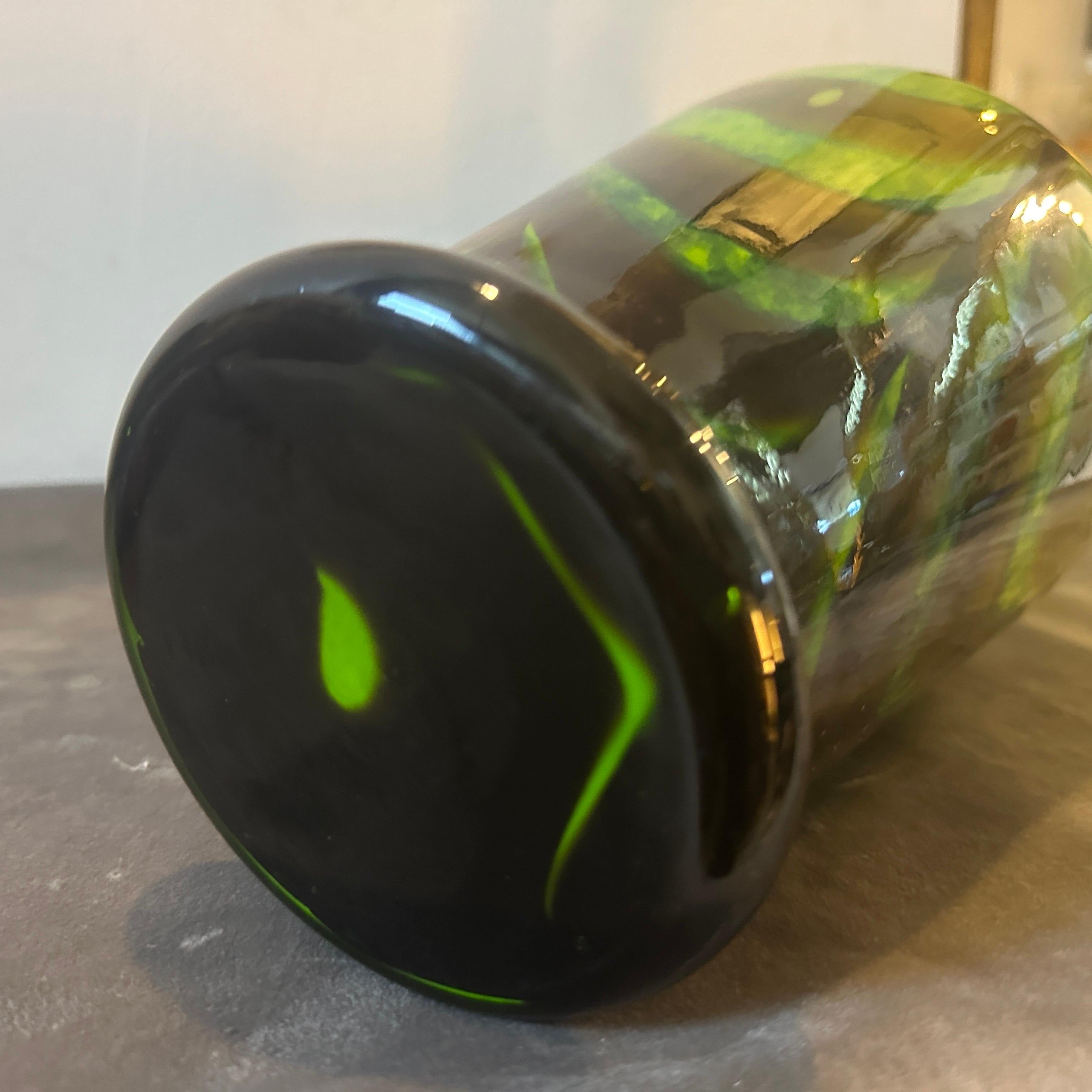 Hand-Crafted A 1970s Carlo Moretti Space Age Green, Brown and Black Opaline Vase For Sale