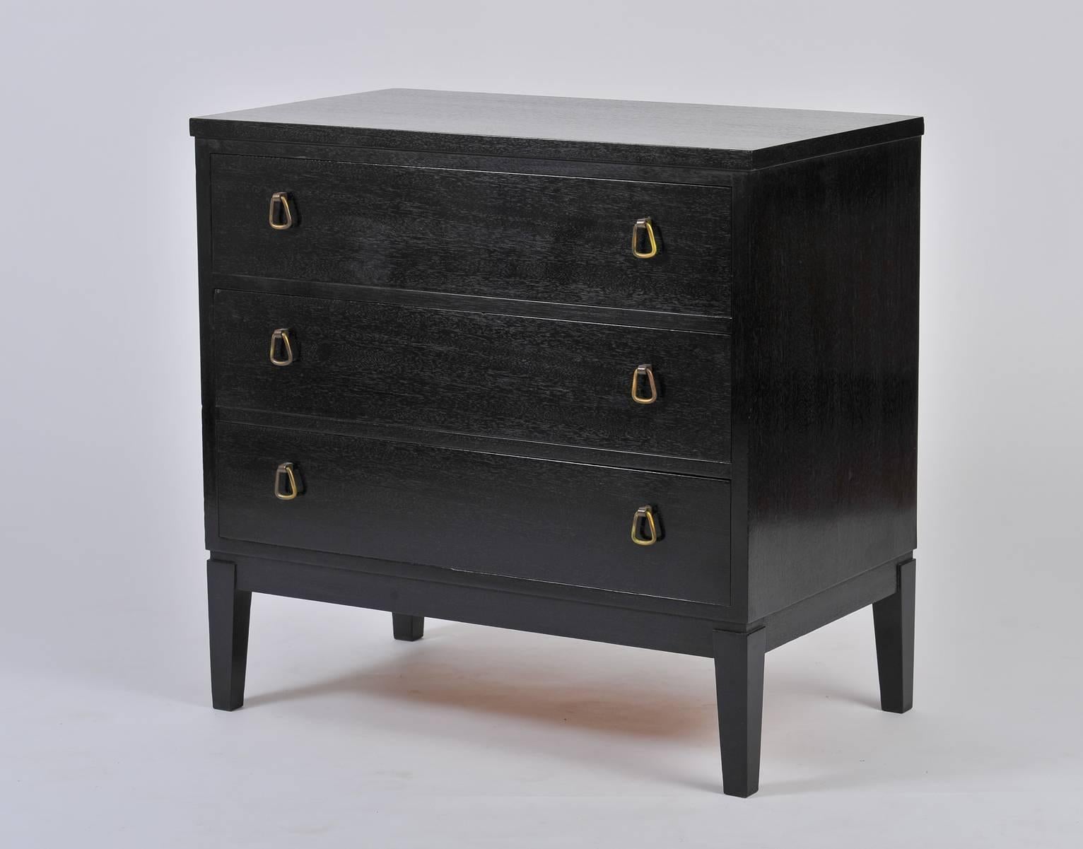 1970s Danish Ebonised Teak and Brass Chest of Drawers In Excellent Condition In London, GB