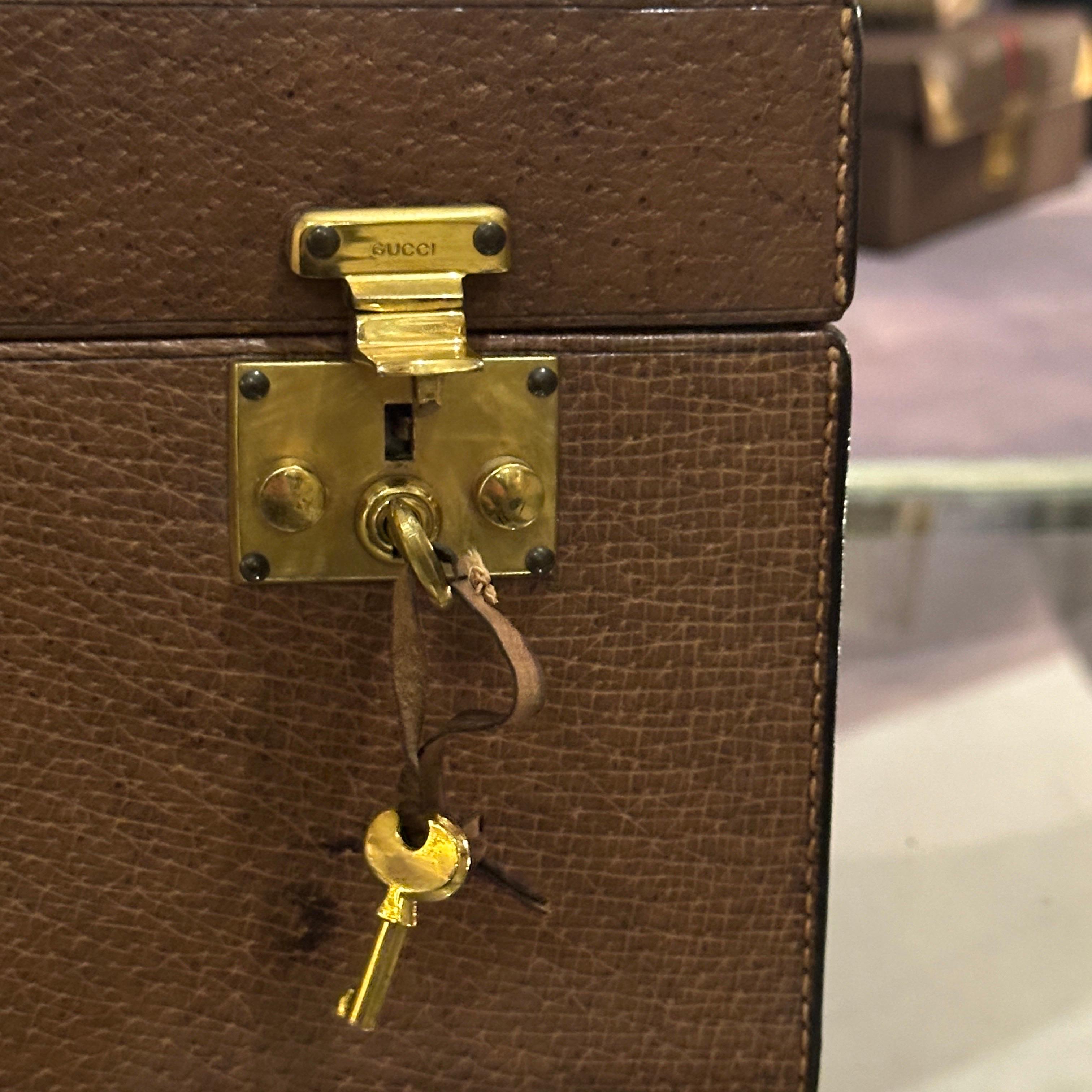Women's or Men's A 1970s Elegant Brown Leather Beauty Case by Gucci For Sale