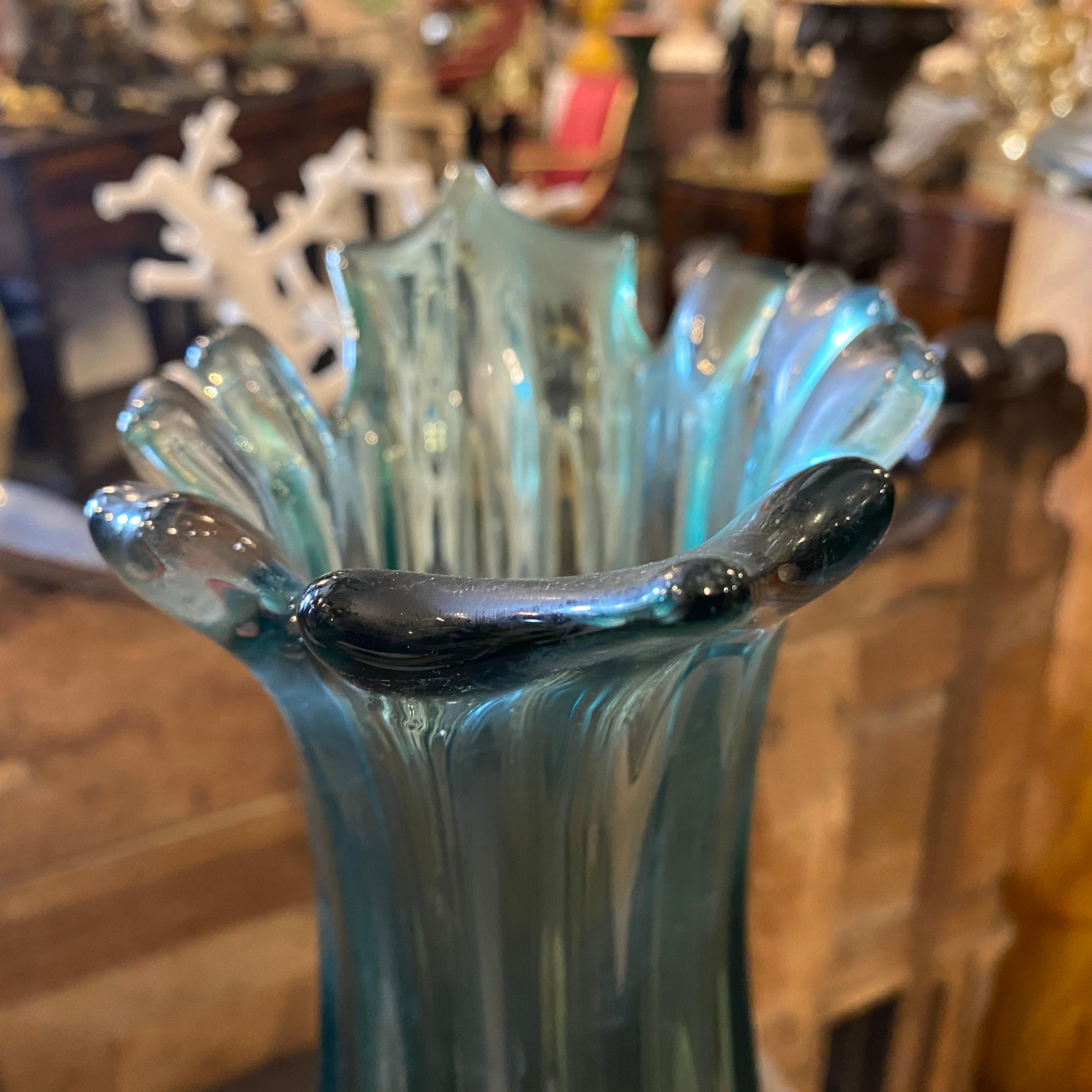 A 1970s Flavio Poli Blue and Purple Sommerso Murano Glass Tall Vase 3
